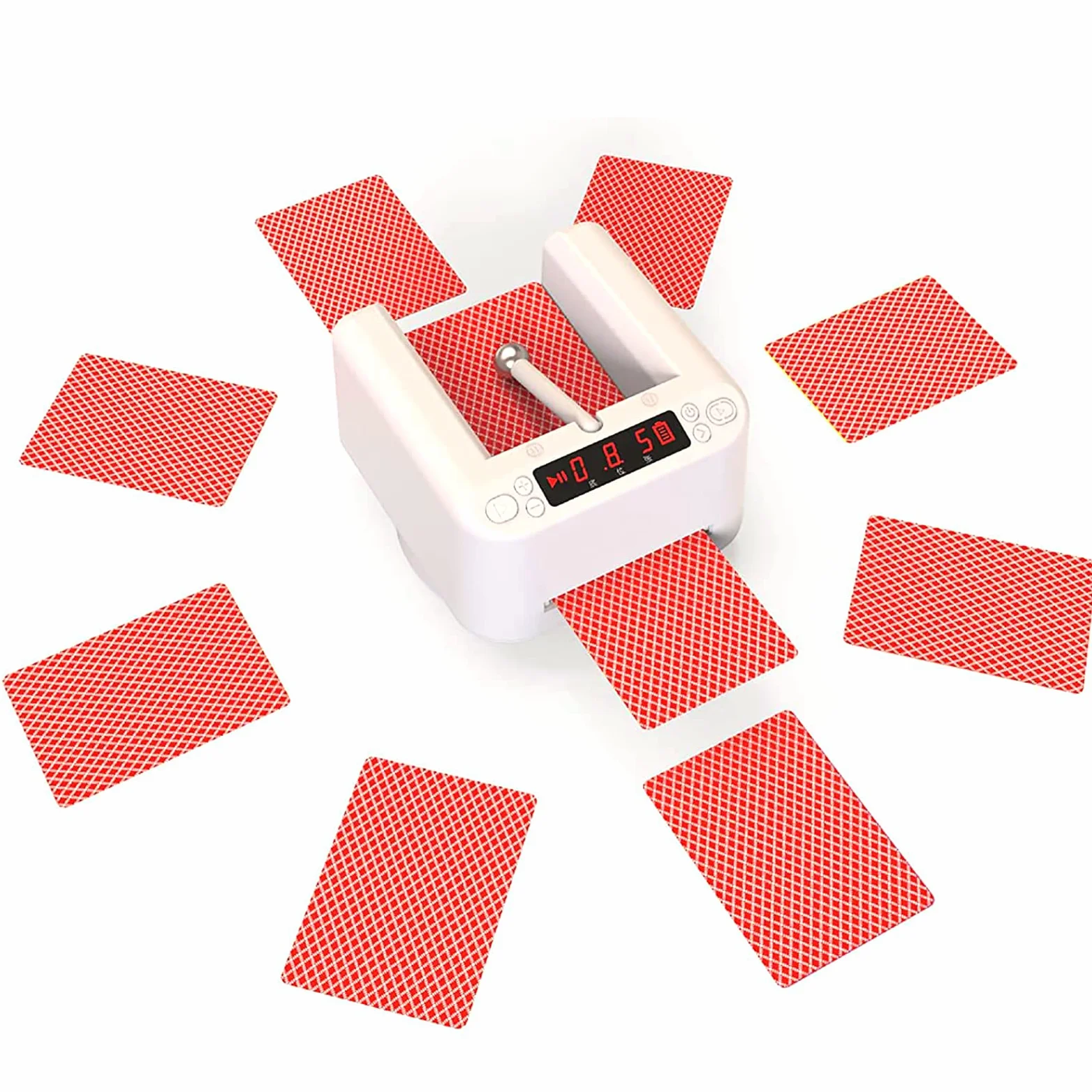 Repartidor automático de cartas de póquer, máquina de póquer robot con distribuidor de cartas totalmente automático con rotación de 360 ​​° con pantalla LED, barajador inteligente de cartas de póquer