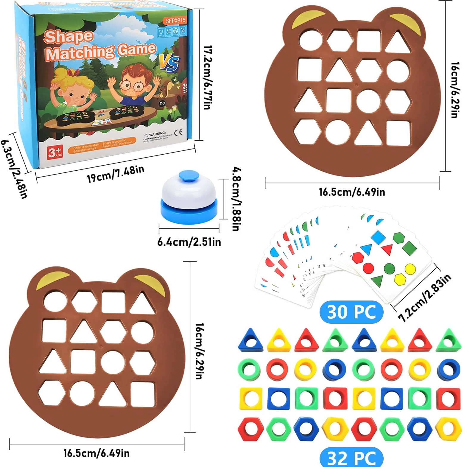 Juego De Emparejamiento De Forma con Tarjeta, Shape Matching Game, Color Sensory Educational Toy para niños 3-8 años