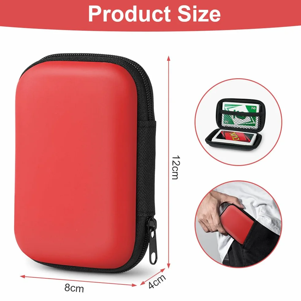 Aolso Estuche Funda Compatible con el UNO Juego de Cartas, 2 Piezas Organizador Portátil Impermeable Que, Caja de Almacenamiento para Tarjetas, Caja de Almacenamiento de Cartas(Negro/Rojo)