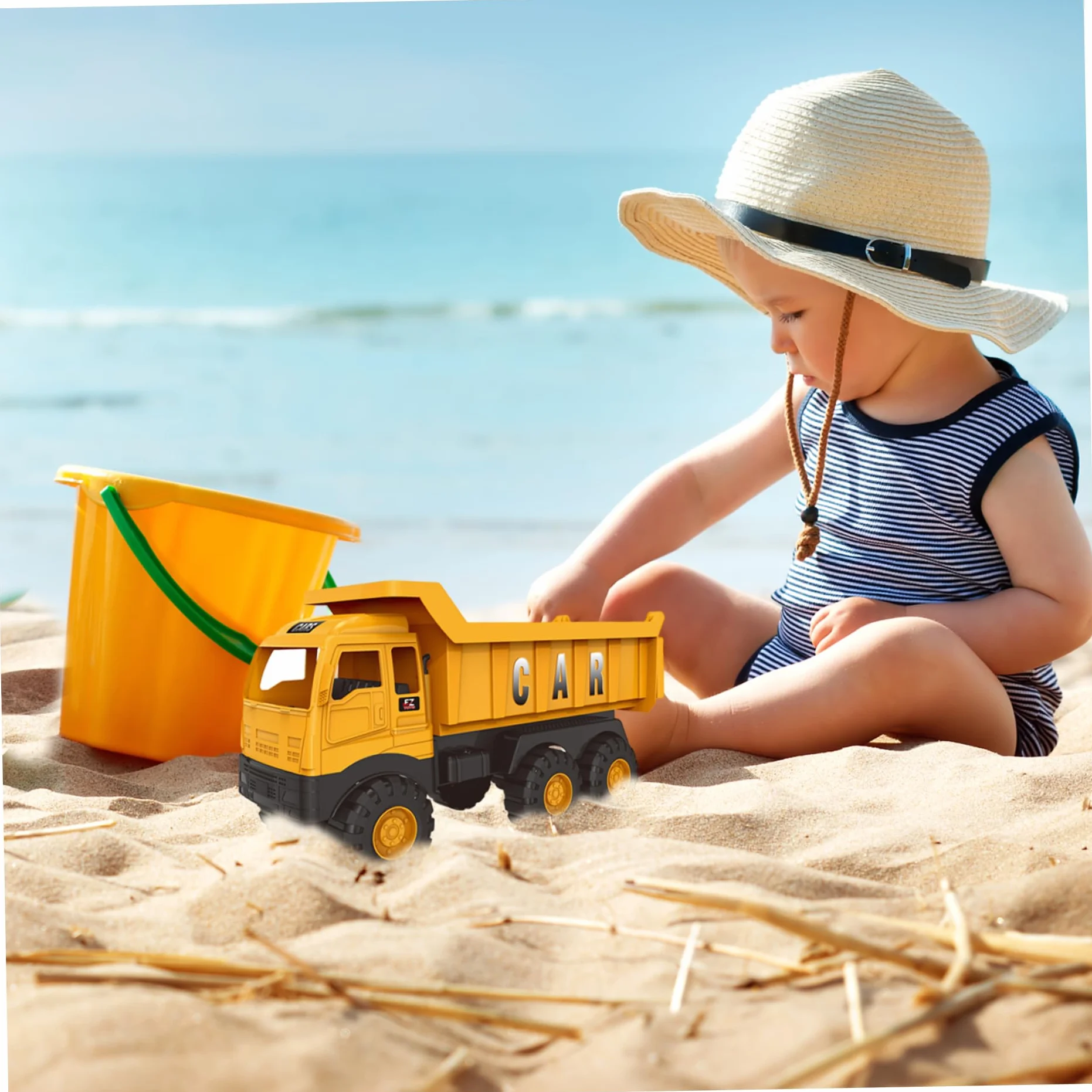 Camiones con Caja de Arena, Juguete de plástico, vehículos de construcción, Juguete de Arena para Playa al Aire Libre, Ideal para niños de 3 a 8 años
