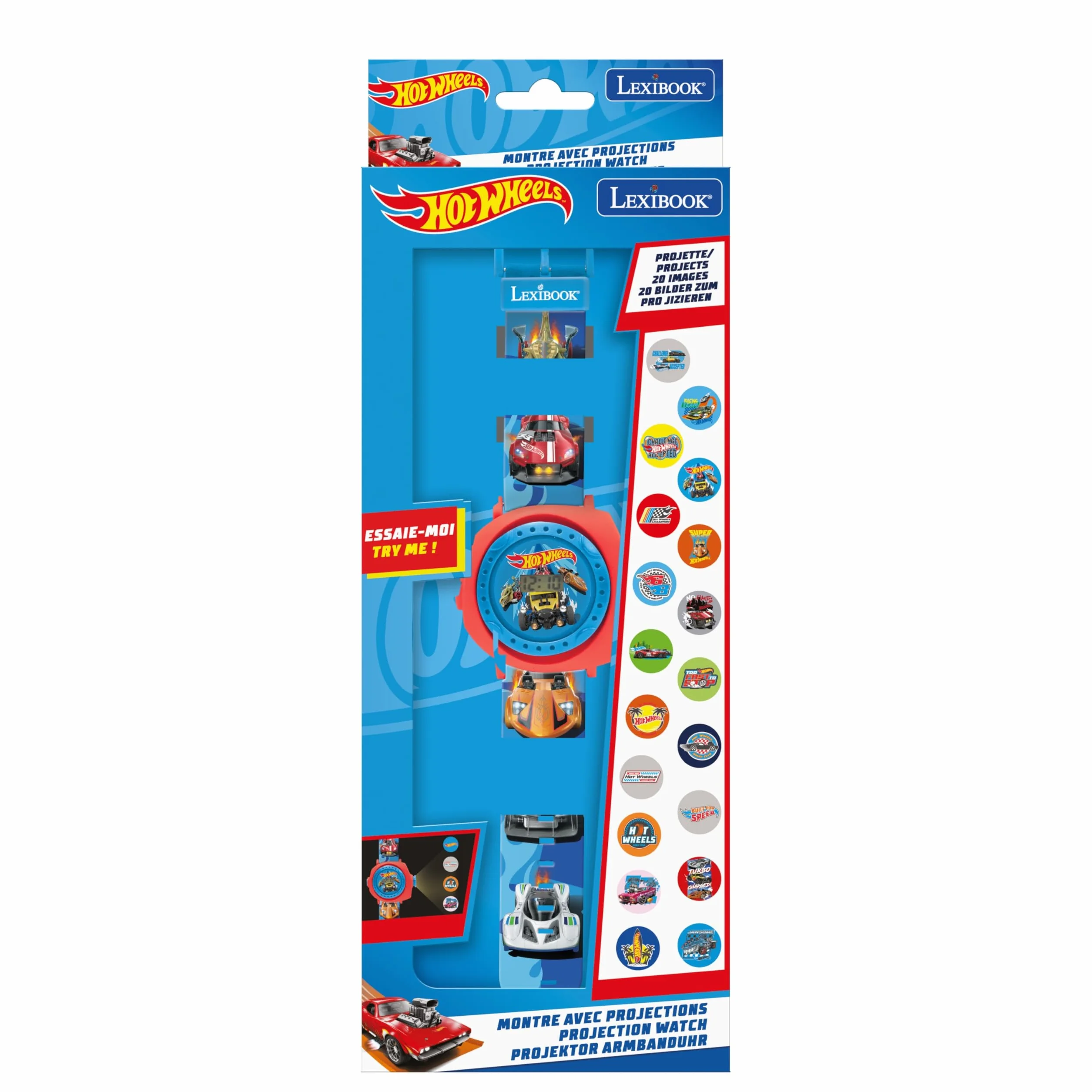 Lexibook Hot Wheels DMW050HWLXB Reloj de proyección Digital para niños Azul