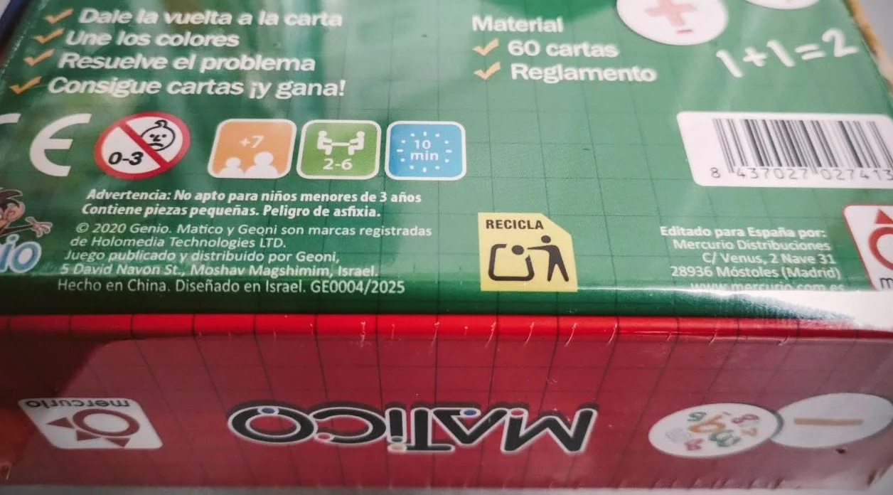 Juego de Cartas Matico