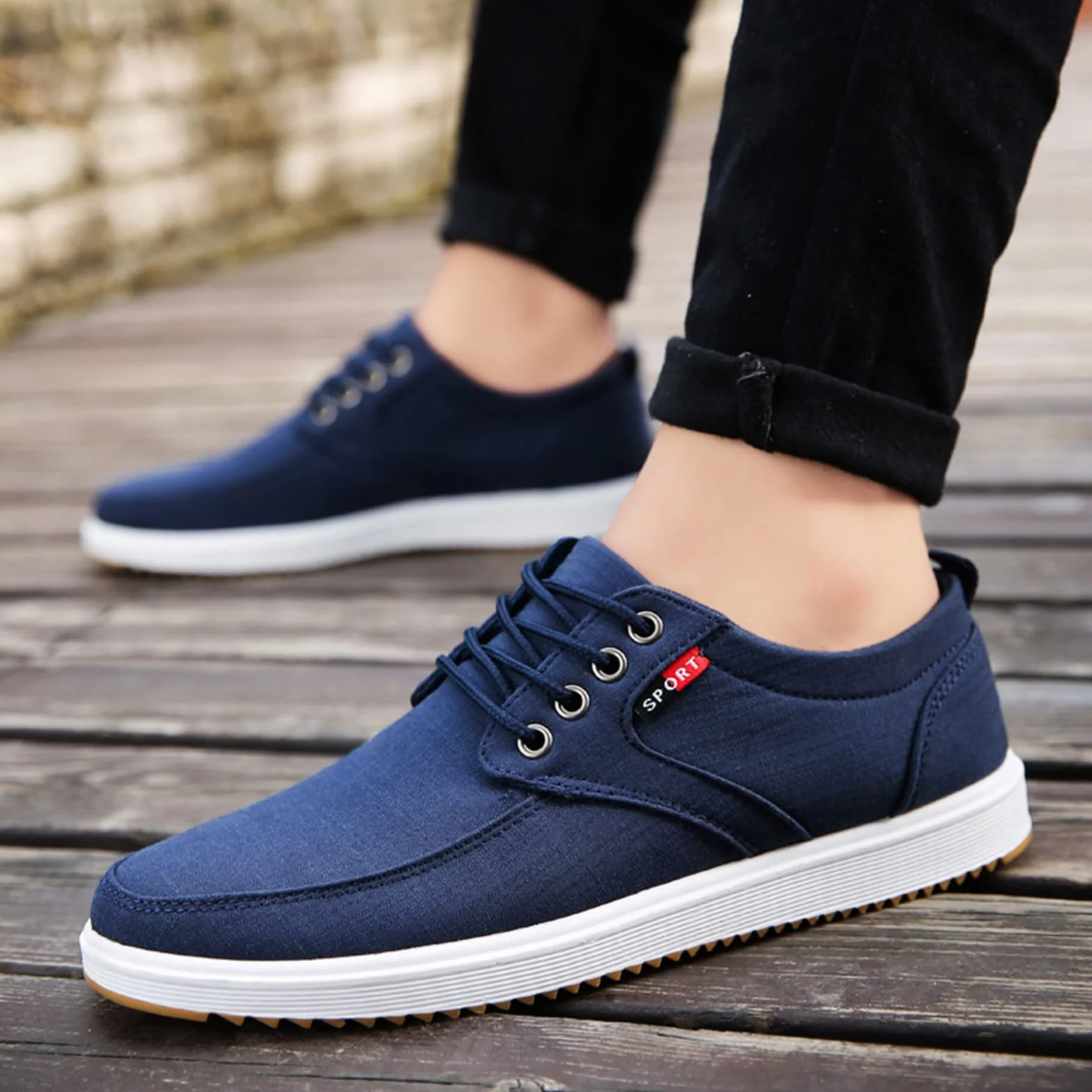 Zapatillas de lona para hombre, clásicas, sin cordones, ligeras