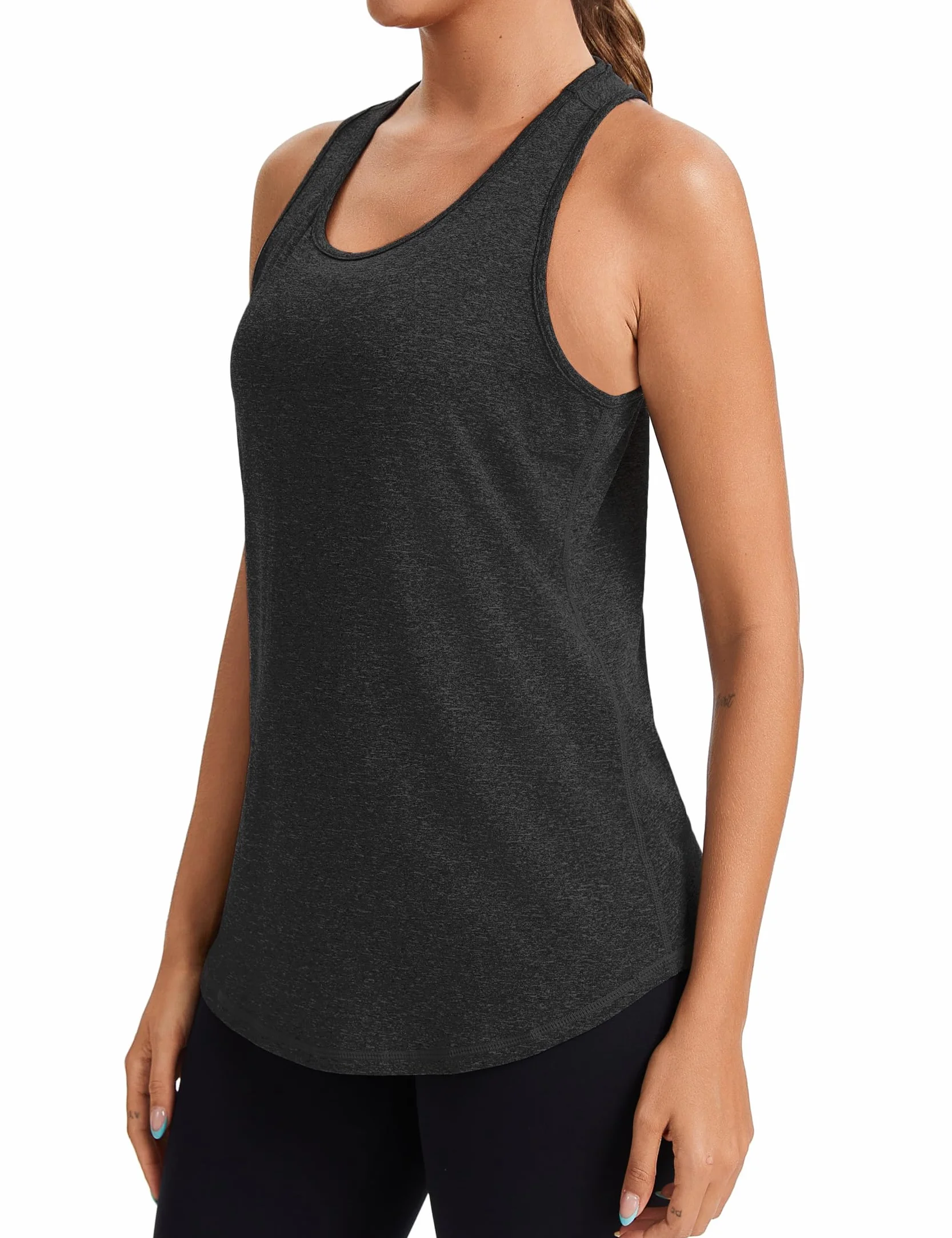 Gyabnw Camiseta Tirantes Mujer Deportiva Sin Mangas Ligero Transpirable Tops Yoga Fitness Correr Cuello Redondo Espalda Abierta