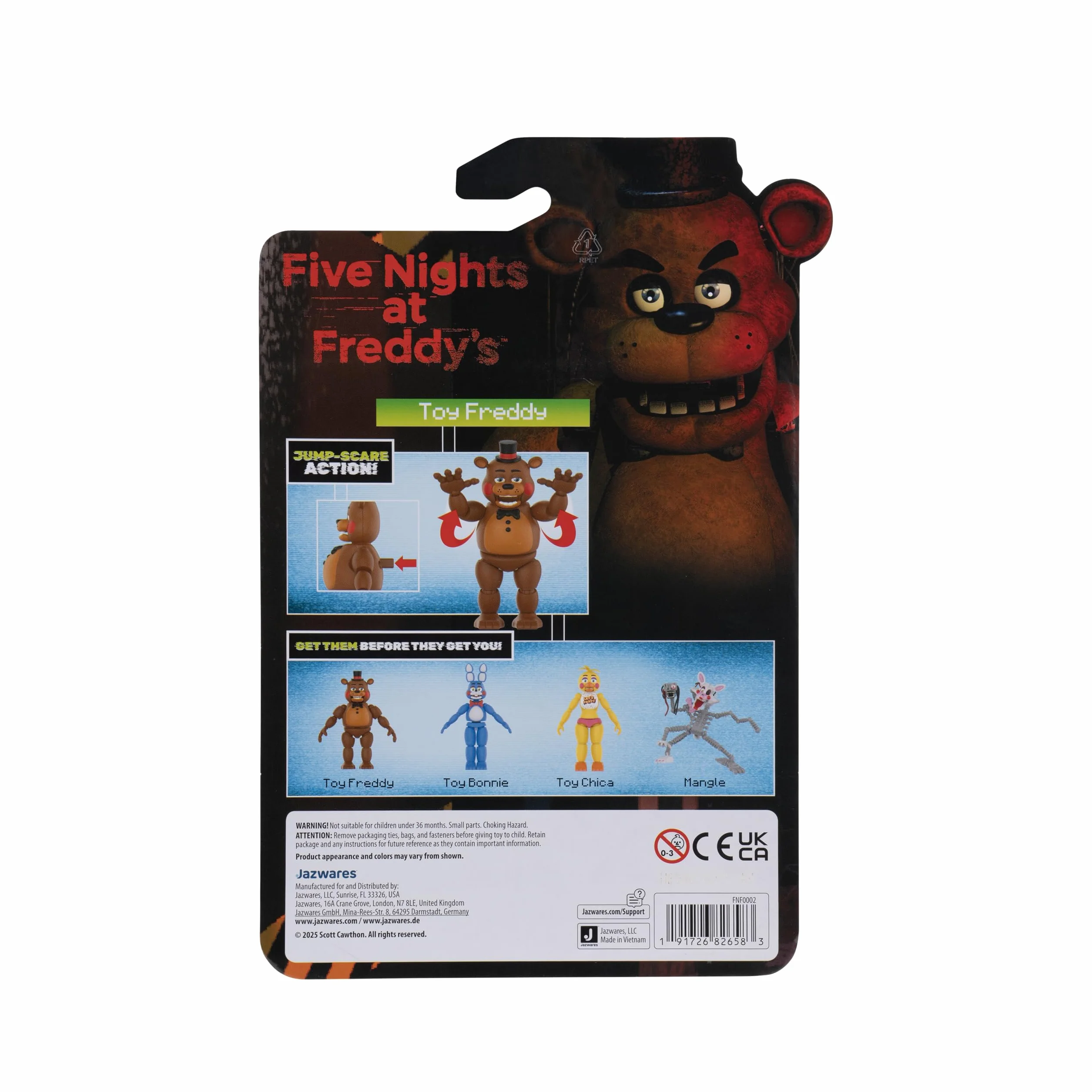 Five Nights at Freddy'S Toy Freddy - Figura articulada de 12,7 cm con función de susto repentino y Ojos Que Brillan en la Oscuridad