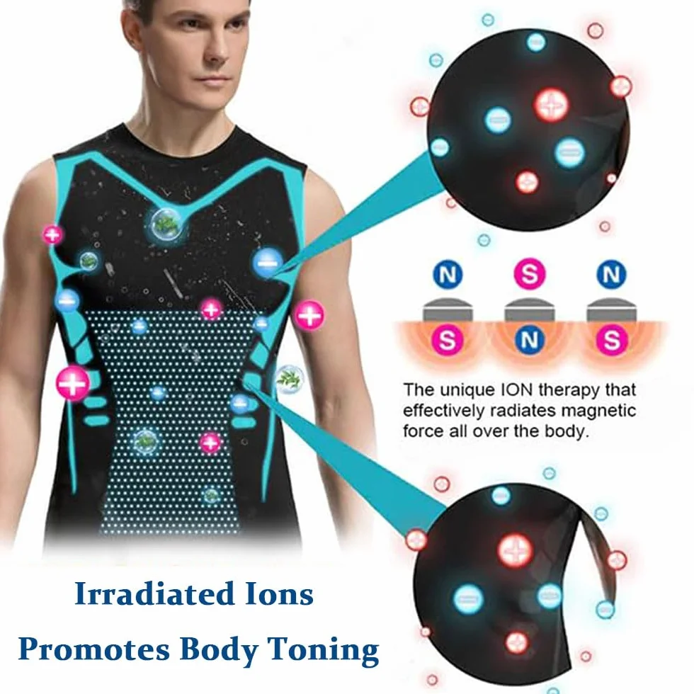 Shaper de Cuerpo de Iones para Hombre, Moldeador, Chaleco Adelgazante, Camisa Compresión Térmica, Sin Mangas, Negro L