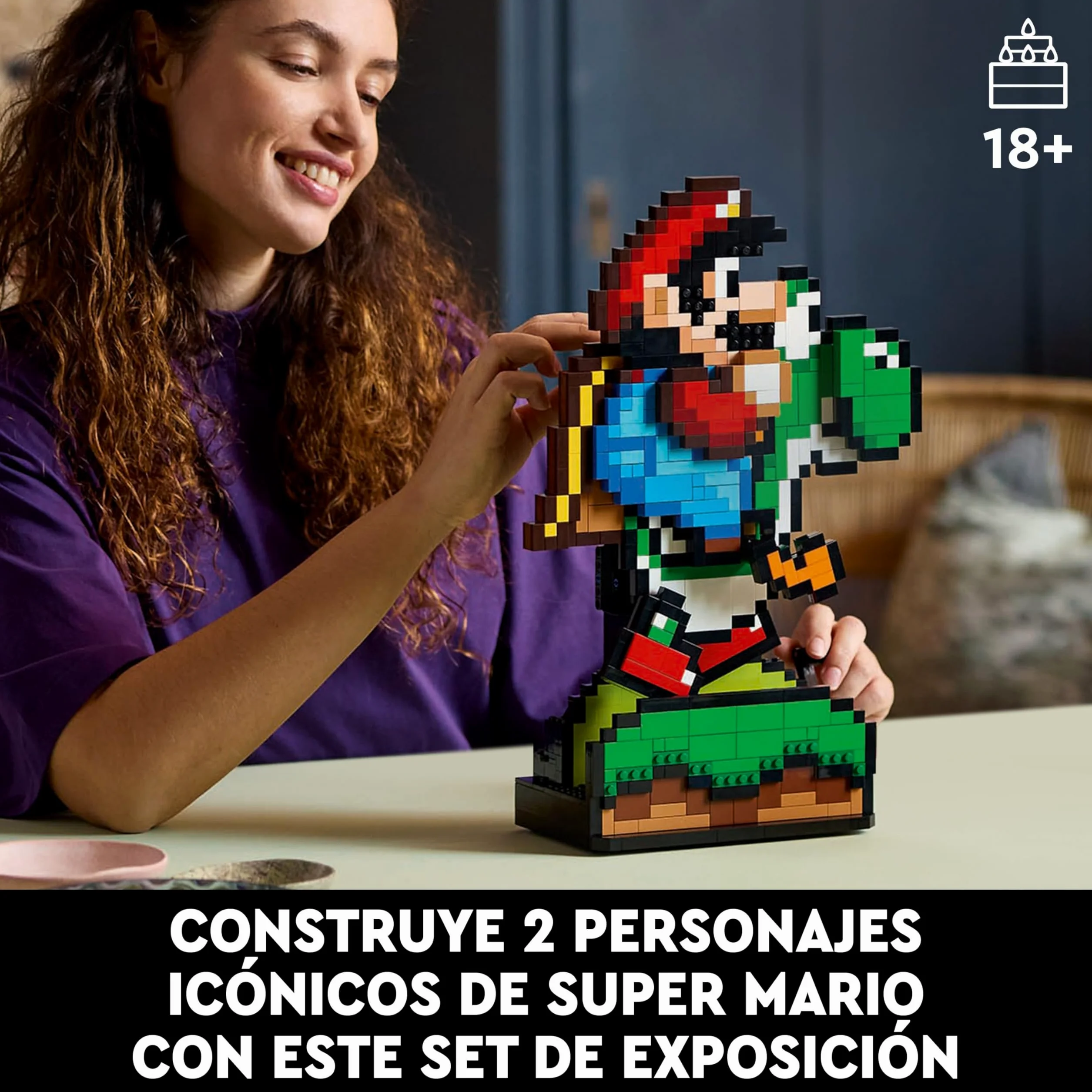 LEGO Super Mario World: Mario y Yoshi Kit de Maquetas para Adultos para Colección de Nintendo, Figuras Pixeladas, Regalo para Hombres y Mujeres, Decoración del Hogar y la Oficina 71438