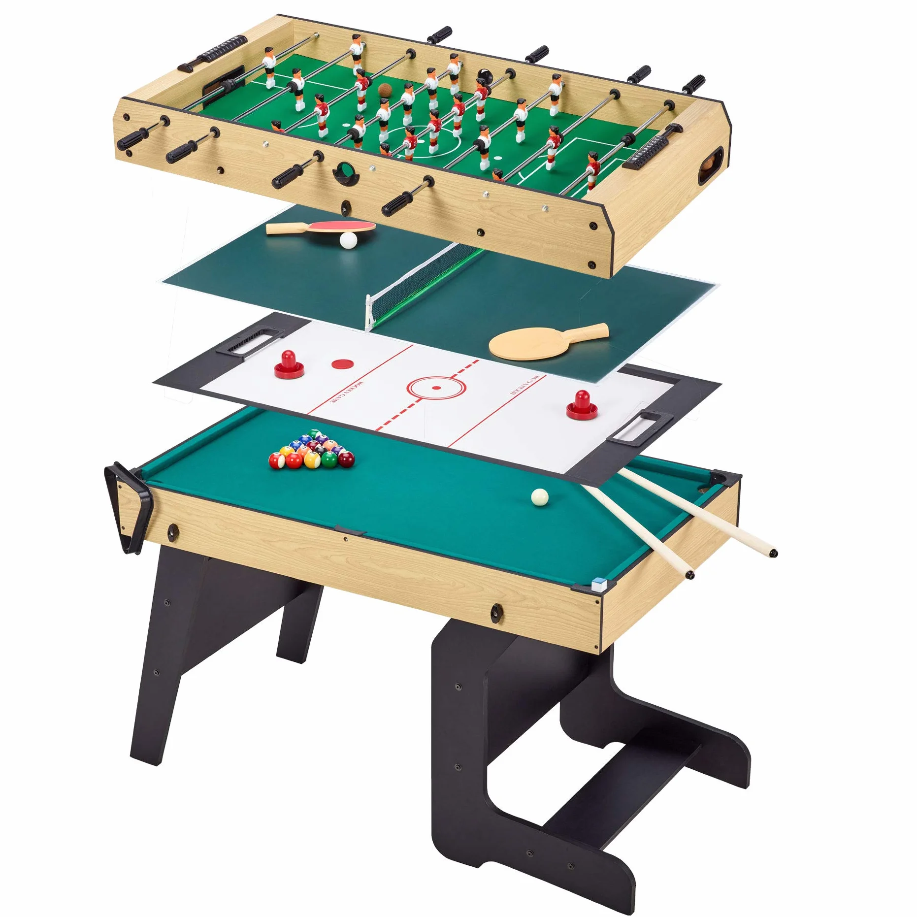 Mesa multijuegos plegable 4 en 1 para adultos – Futbolín – Billar – Ping Pong – Hockey