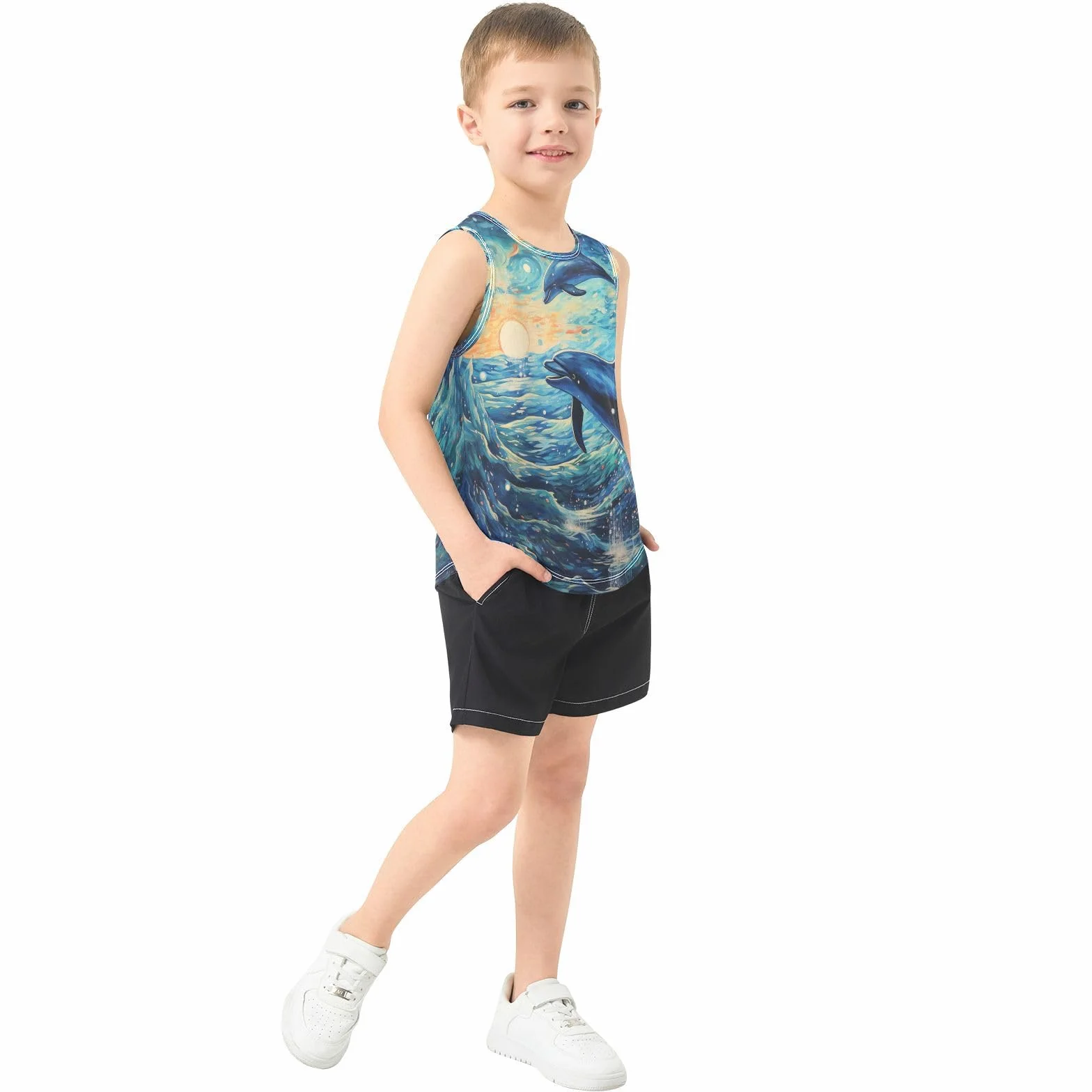 DelfíN ArtíStico Camisetas Sin Mangas Tipo Tank Top para Niños Jóvenes