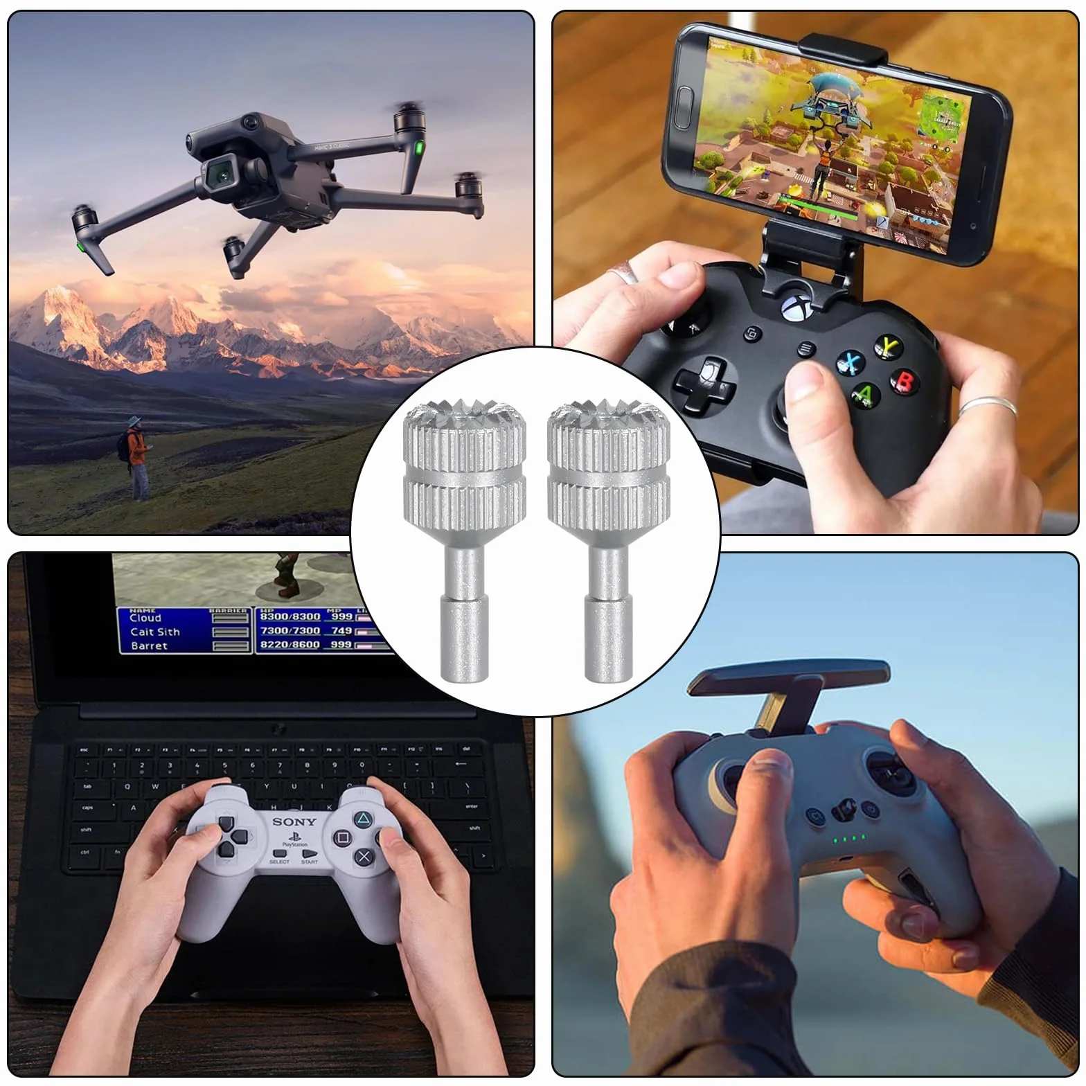 Joystick Mando Compatible para DJI, Palanca DJI RC de Aleación de Aluminio Plateado, Piezas de Repuesto Compatible con RC 1, 2, Air 3, Mini 3 Pro