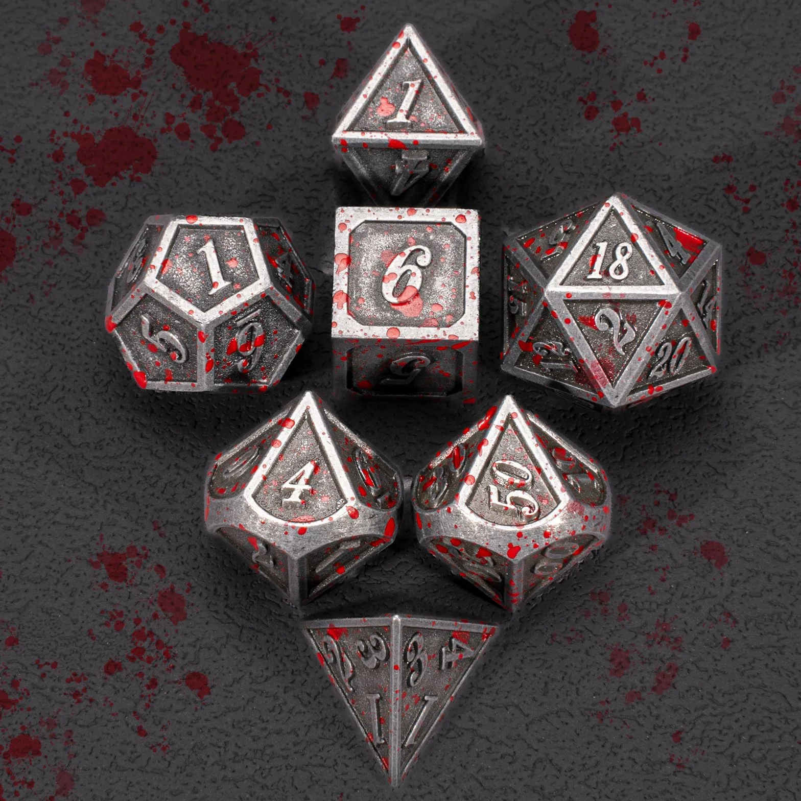 Dados D&D de Metal para Dungeons and Dragons, D20 para Juegos de Mesa, RPG, MTG, Shadowrun Pathfinder (Sangre Plateada)