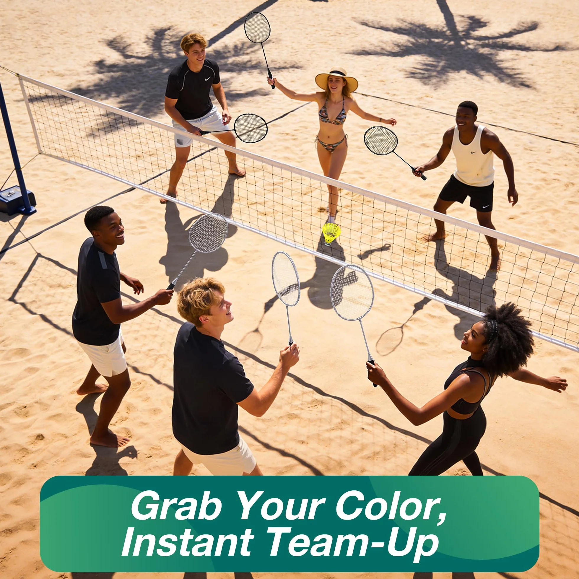 AboveGenius Badminton Rackets Set with 6 Shuttlecocks Lightweight Outdoor Backyard Games