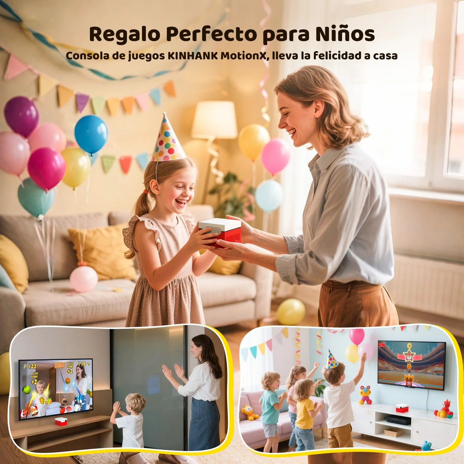 Kinhank MotionX Consola de Juegos con Detección de Movimiento AI 40+ Juegos Actualización Mensual TV Plug & Play