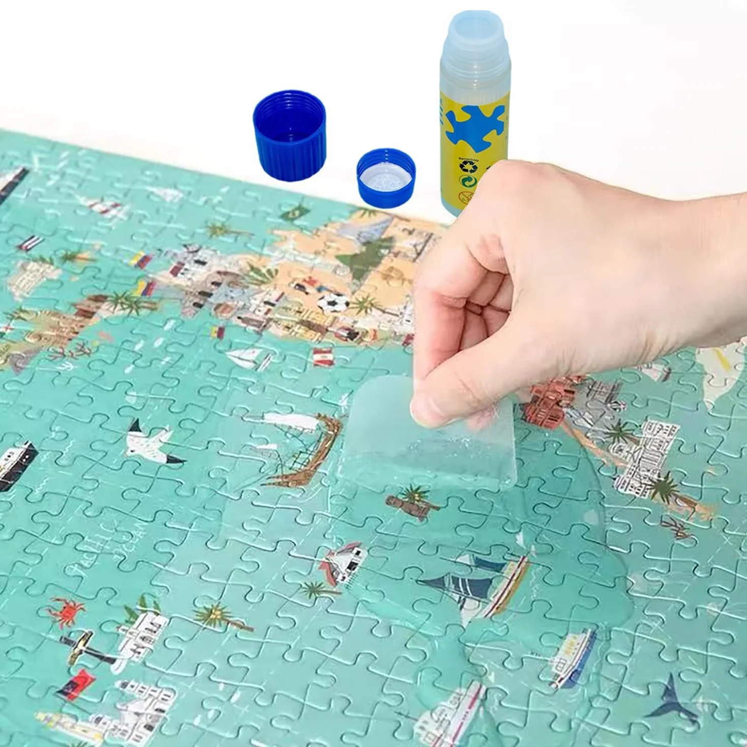 Pegamento para Manualidades 120 ML,Puzzle Glue Transparente con Aplicador Adecuado para Fijar y Colgar Puzzles, Secado Rápido, 120ml