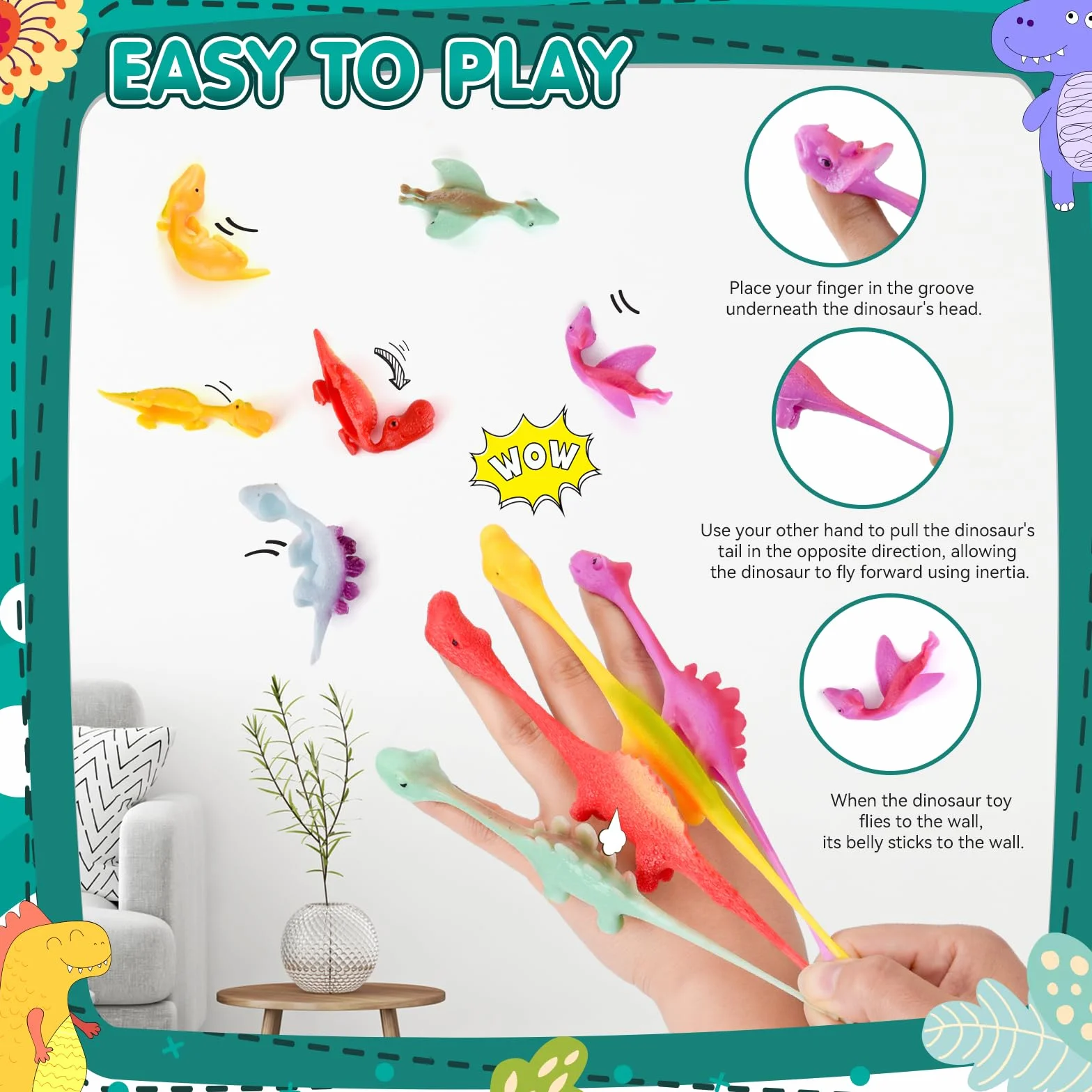 Slingshot Dinosaurio Finger Toys 20 Piezas Tirachinas Juguetes de Dedo