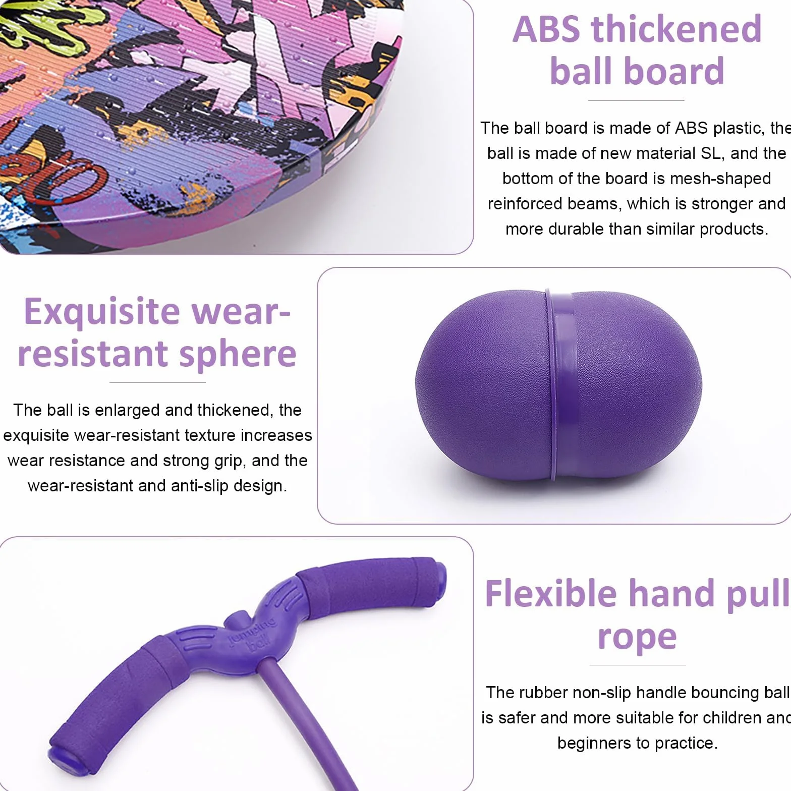 MeYuxg Saltador Niños, Pelota Saltarina Niños, 100 kg de Capacidad de Carga, Pogo Stick Adulto Niños, Skip Ball con Asa, Pogo Saltarin para Entrenamiento del Equilibrio y Deportes (Morado)