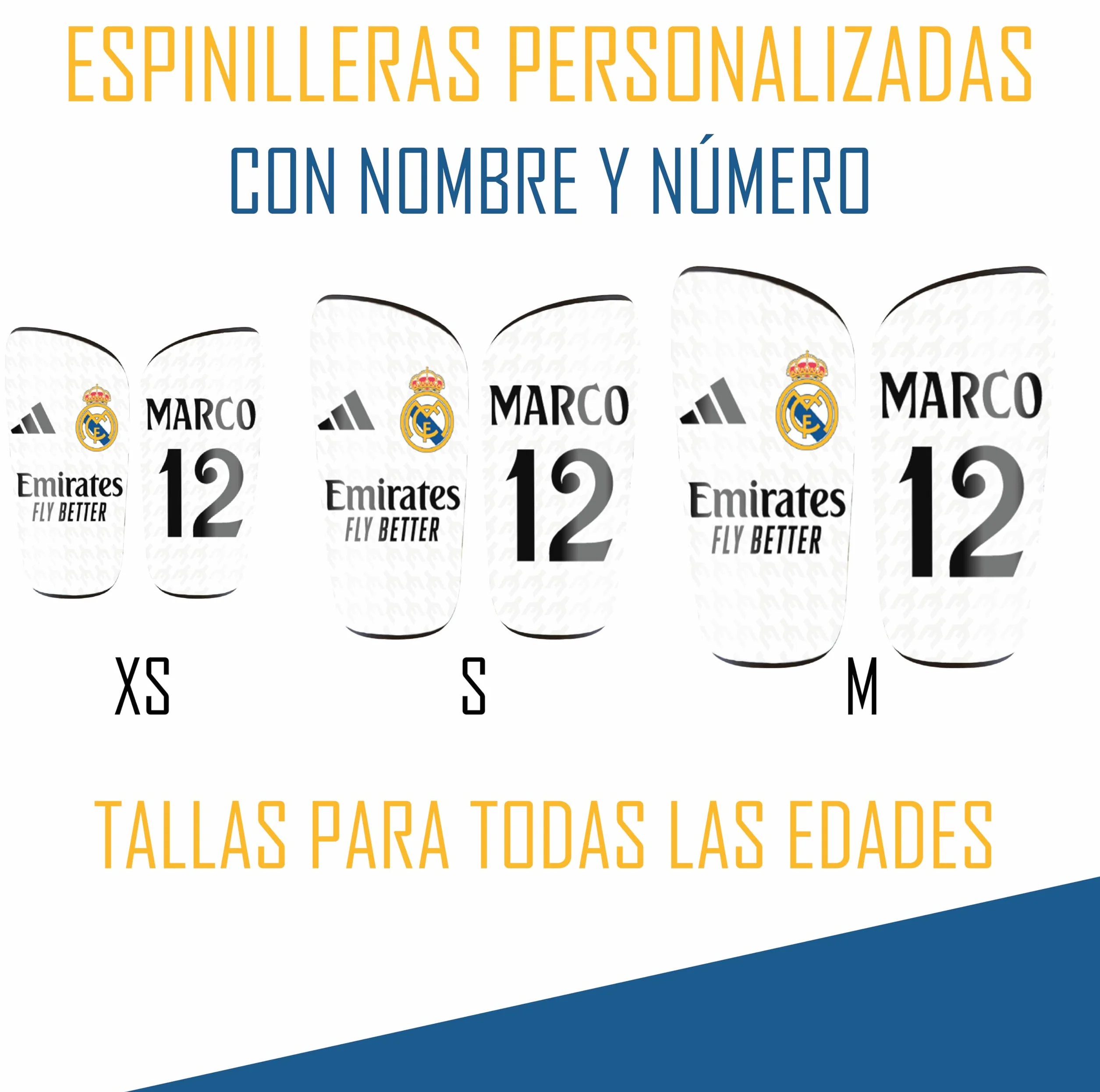 Espinilleras Personalizadas Futbol con Nombre y Dorsal para Niños y Adultos
