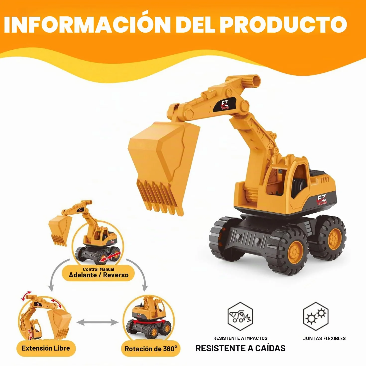 3 PCS Excavadora Juguete, Juego De Excavadora De Juguete De Arena, Coches Juguete De Arena, Con Volquete Camión Excavadora Cargador Frontal, Camiones De Construcción Para Niños e 3 A 12 Años