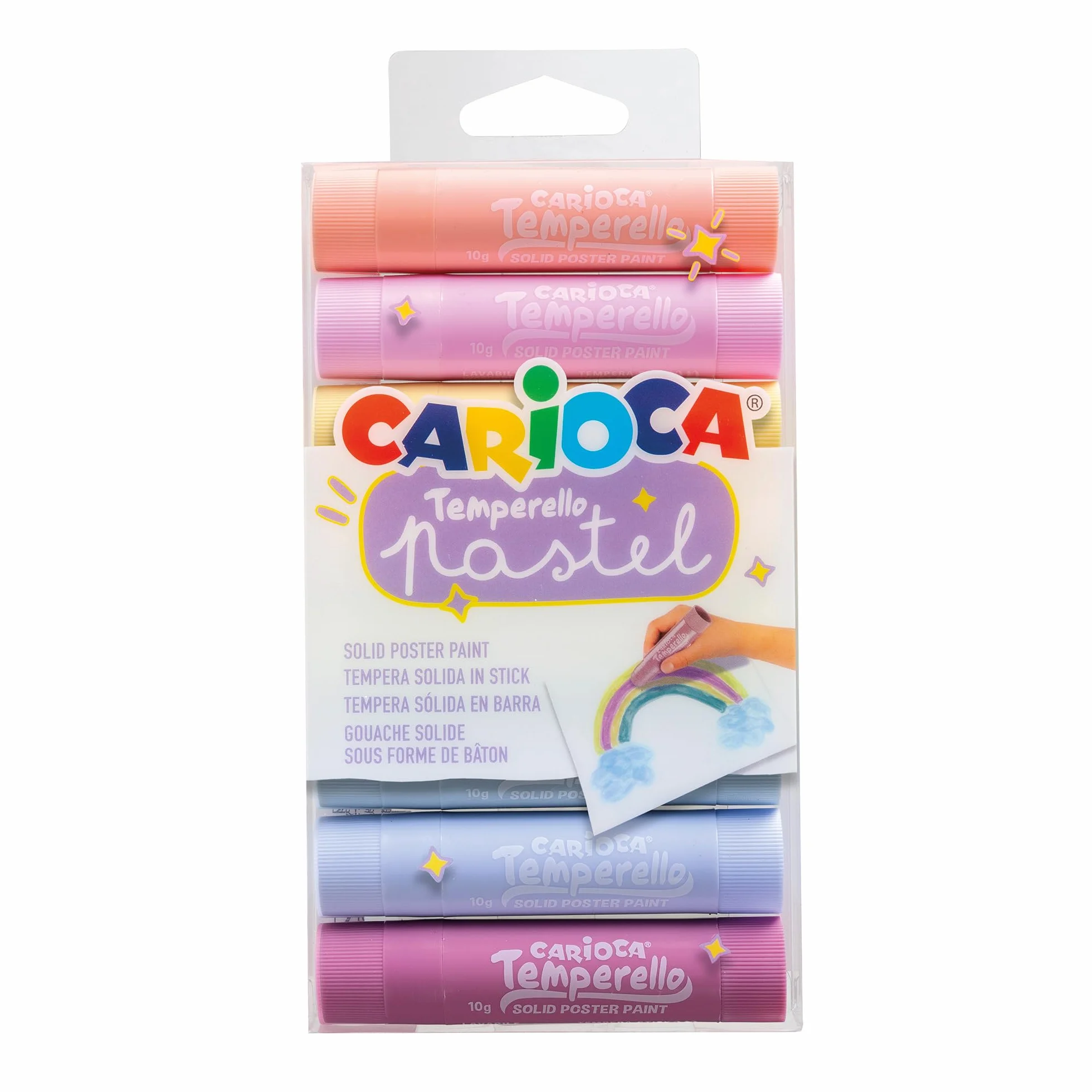 Carioca Témperas sólidas Pastel Temperello| Perfectas para el Colegio Temperello | Colores brillantes y cubrientes | 8 piezas