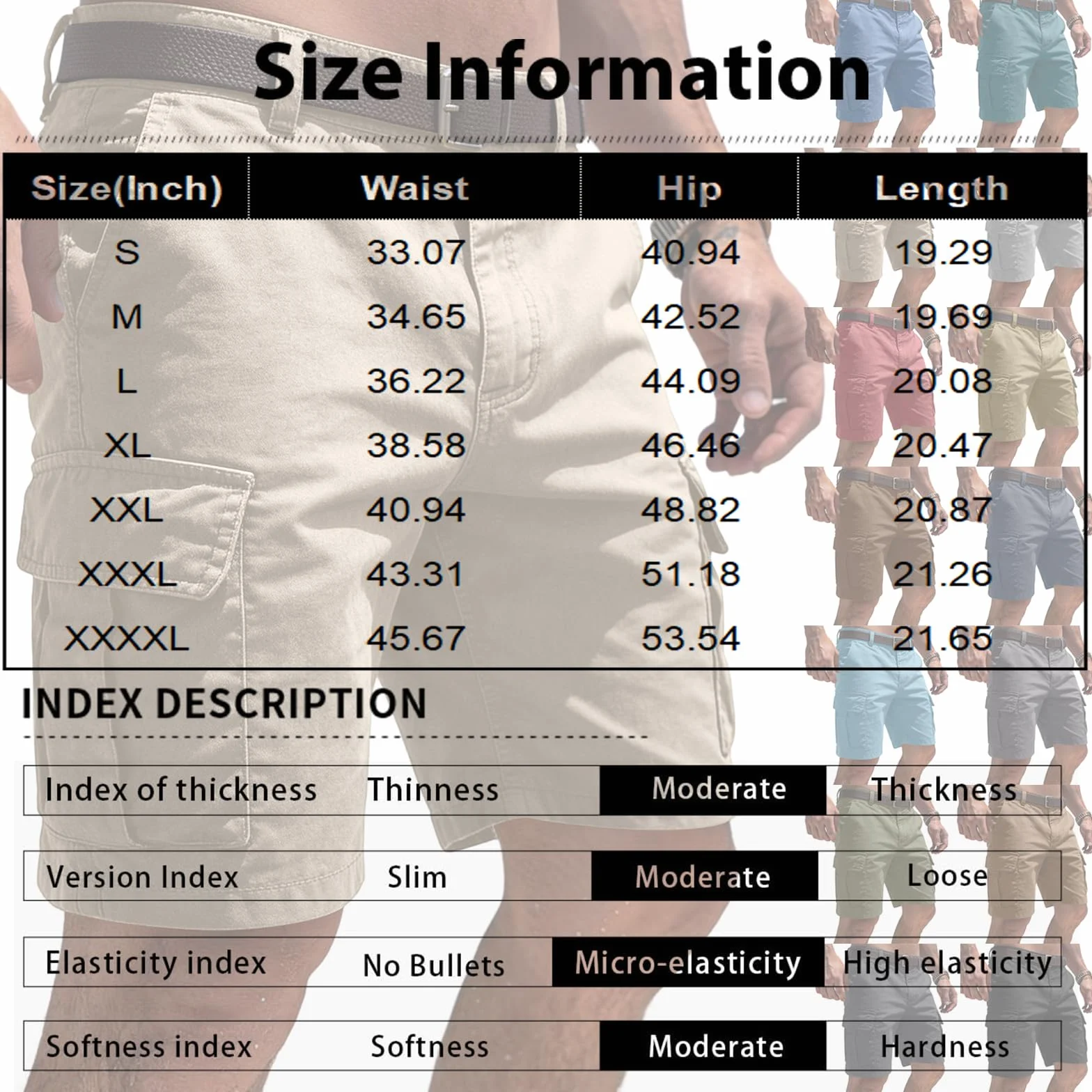 Pantalones Cortos de Trabajo Hombre Cargo Militares Verano con Bolsillos MOKBAY