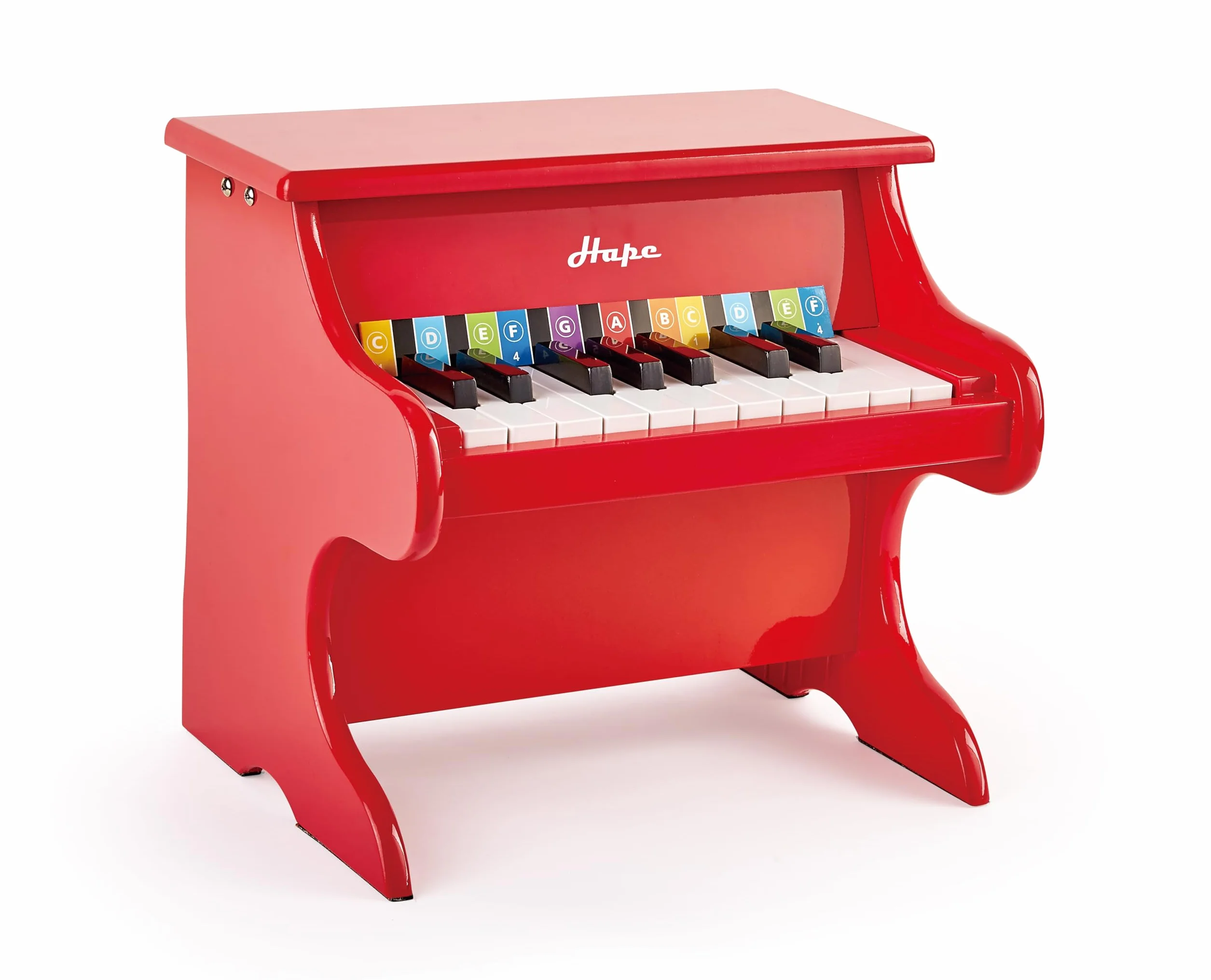 Hape Mini Piano, Mini Instrumento Musical de Madera de Juguete con 18 Teclas, Rojo