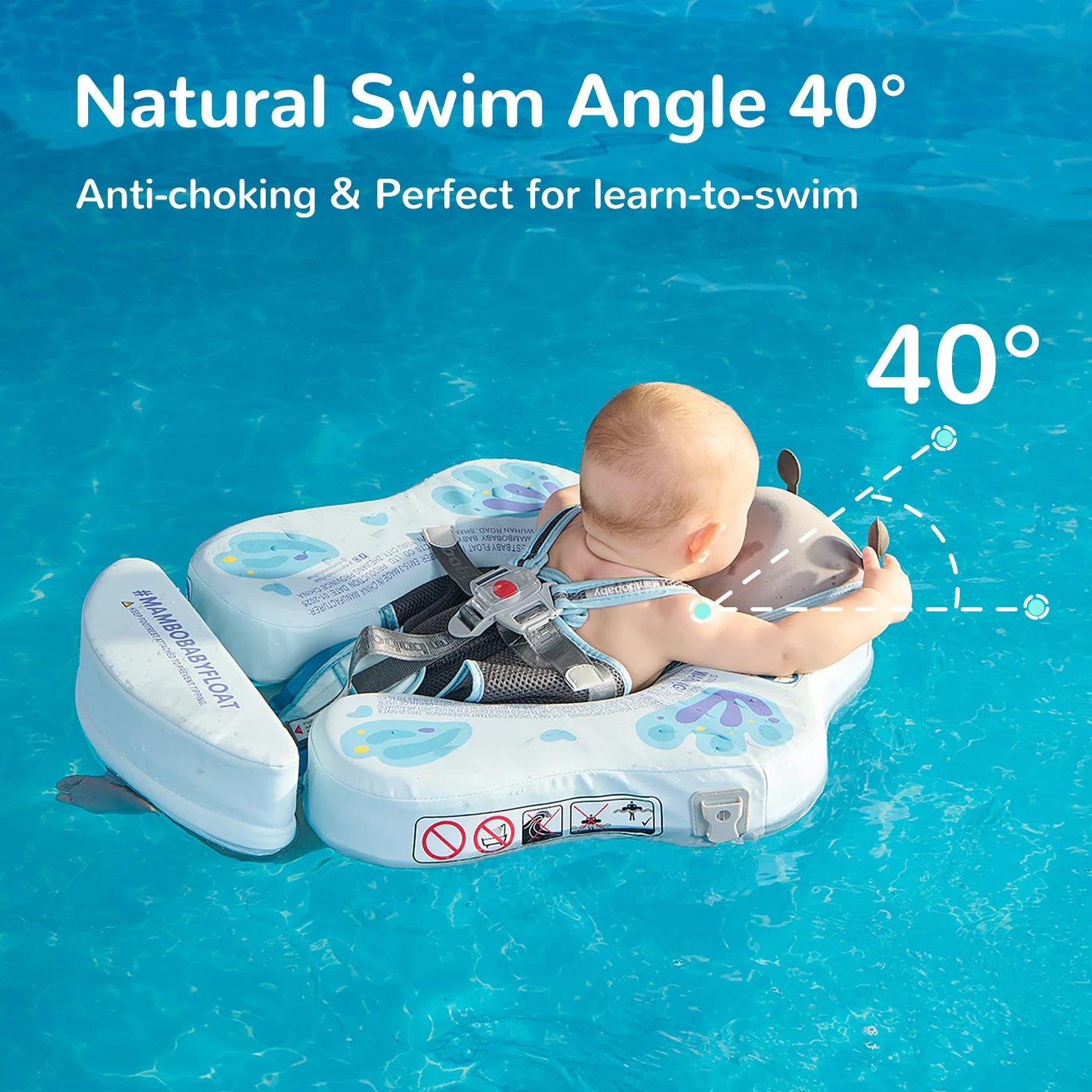 HECCEI Flotador Bebe Mambobaby No Inflable Duradero y Respetuoso con la Piel Baby Swimming Float, Anillo de Natación para Piscina Playa Flotador para Bebés de 3 a 24 Meses