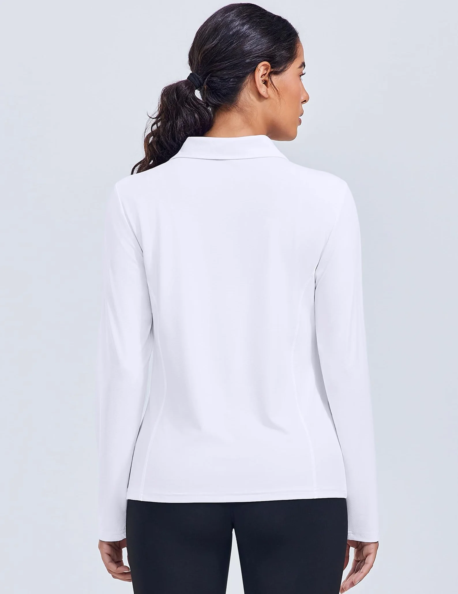 PINSPARK Polo Manga Larga Cuello V Mujer Protección Solar UPF 50 Secado Rápido Transpirable Gimnasio Correr