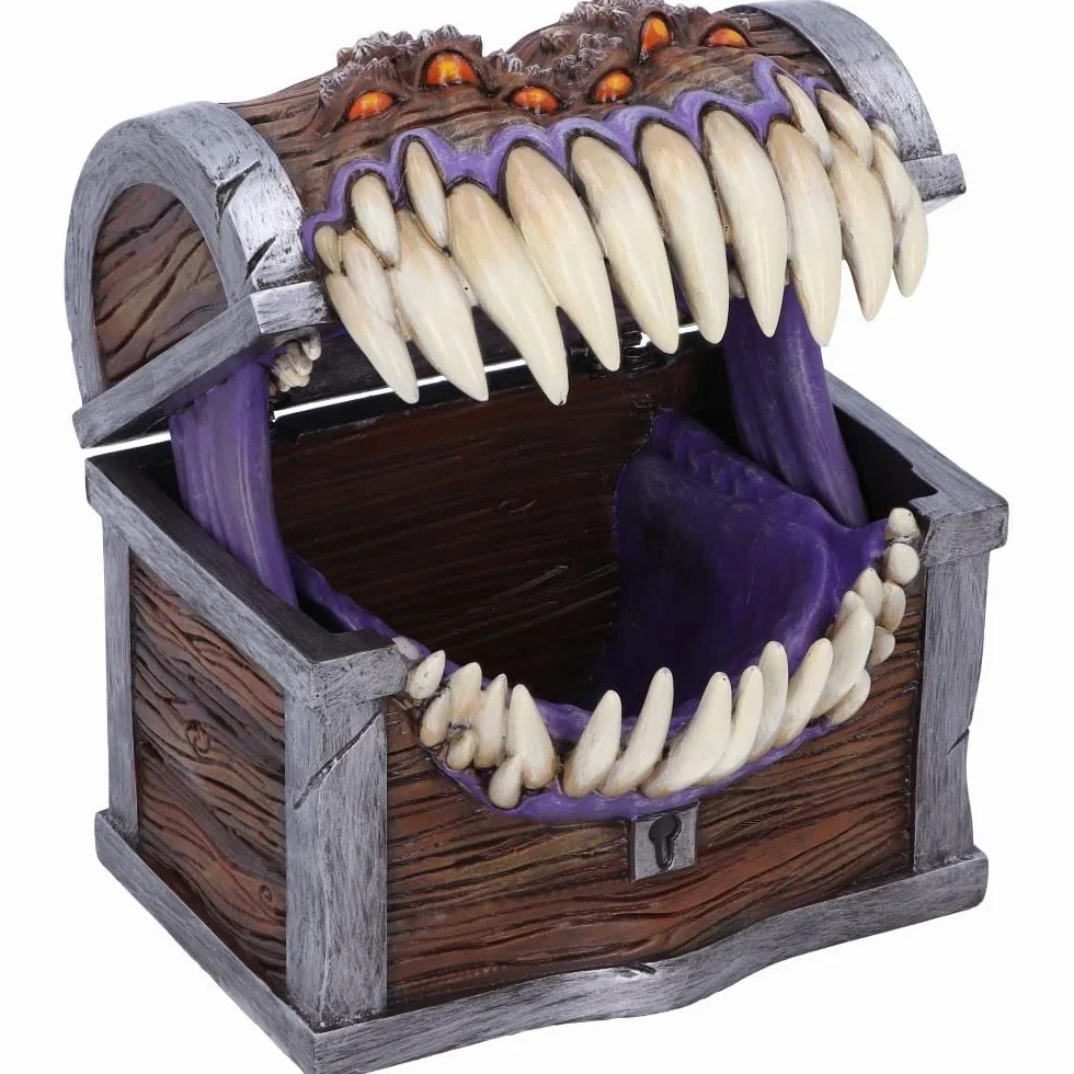 Nemesis Now Dungeons & Dragons - Caja de Almacenamiento de Dados de imitación, 11,3 cm, Resina, marrón, Producto Oficial de D&D, Caja de Dados de Personajes Mimic, fundida en la Mejor Resina, Pintada