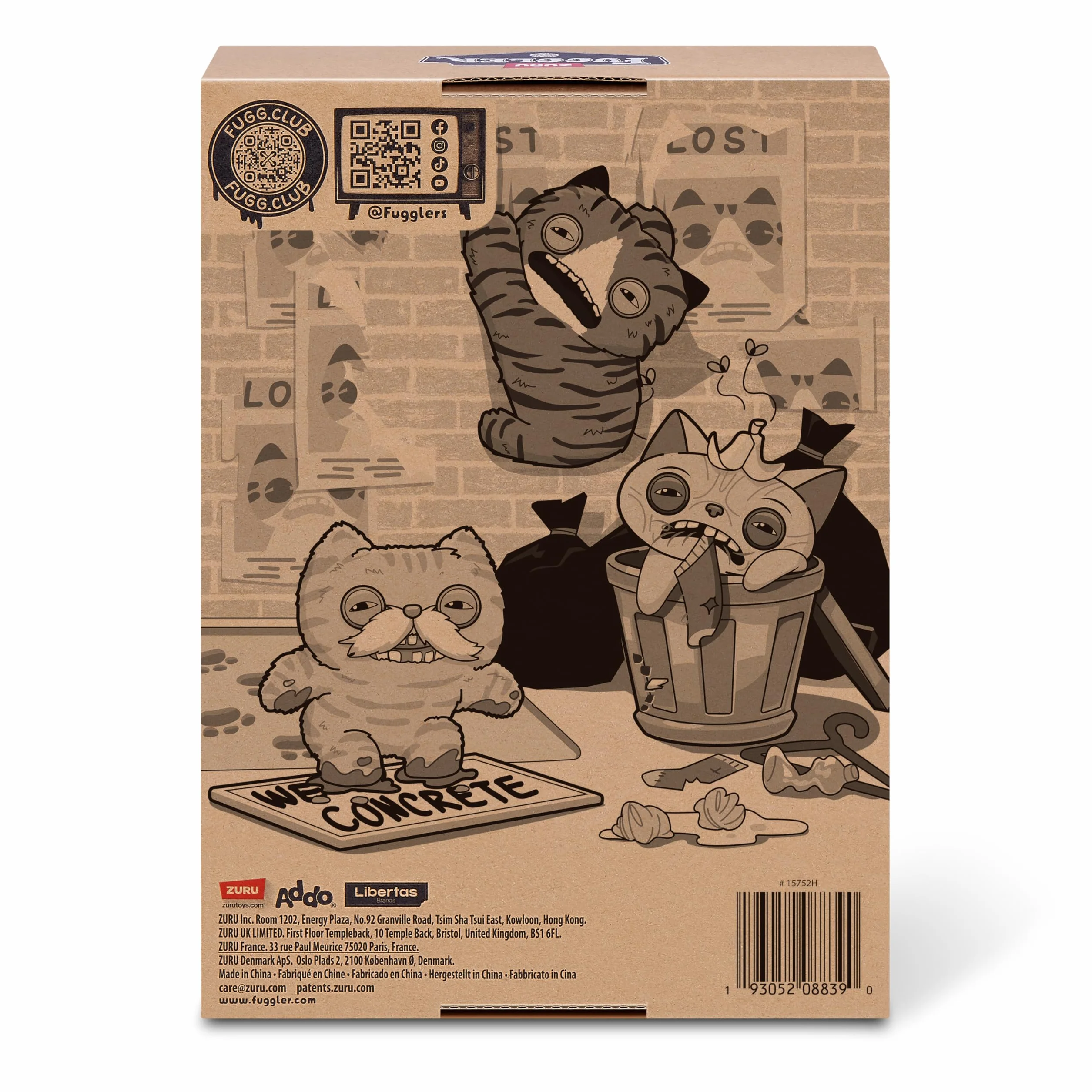 Fuggler Alley Cats Peluche 9" (Stinkface) de ZURU – Monstruo Feo y Divertido con Dientes Humanos. Peluche Coleccionable para niños, Adolescentes, Adultos y Amantes de Gatos raros