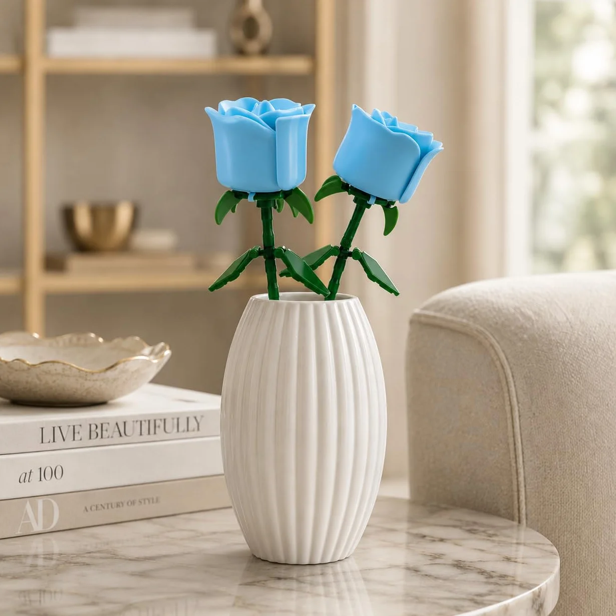 Rosas Eternas Bloques de Construcción Pack 2 - Flores Rojas para Montar DIY - Kit Manualidades Adultos - Regalo Mujer y Hombre San Valentín, Aniversario y Cumpleaños - Compatible con Rosas Lego Flores