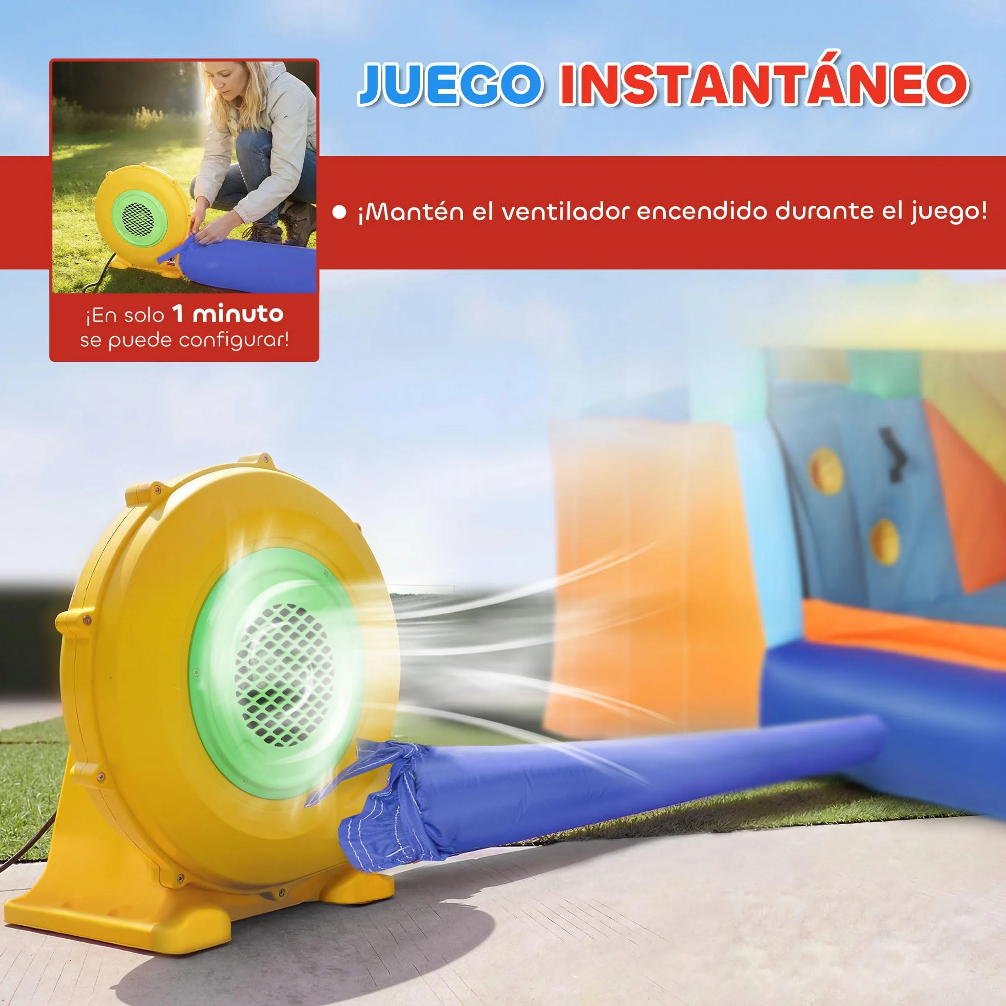AIYAPLAY Castillo Hinchable Acuático con Soplador 550W 9 en 1 Castillo Hinchable Niños con Tobogán Zona de Salto Escalada 2 Piscinas Canasta Columna de Boxeo Dardos Exterior Interior 330x290x185 cm