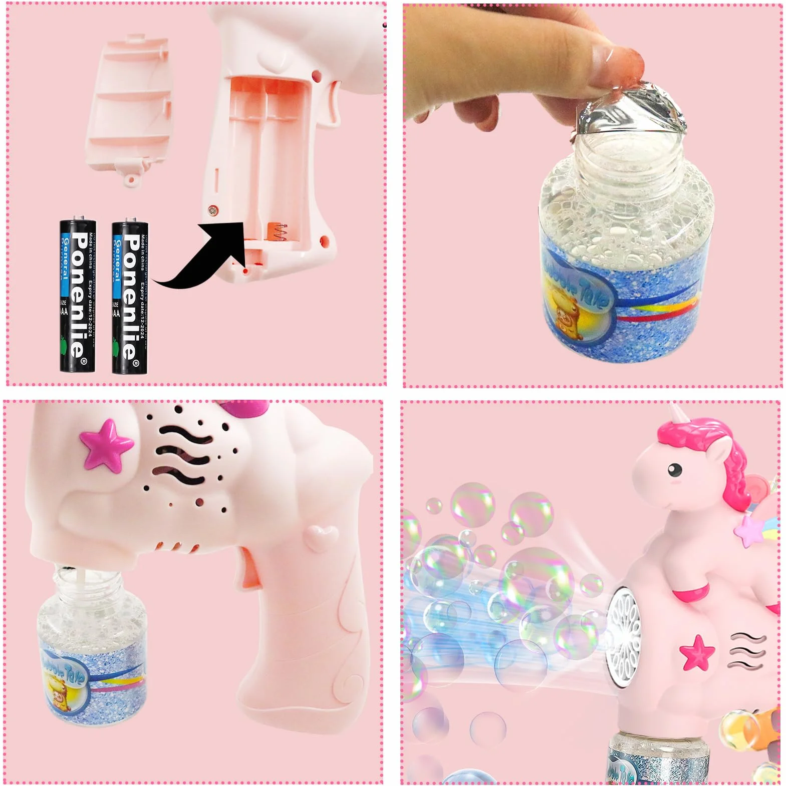 Pistola de Burbujas,Máquina de burbujasde Unicornio,Pistola Burbujas de jabon niños,Pistola de Burbujas automática,Máquina Automática Pompas de Jabón,para Niños,Adultos,Cumpleaños,Juguete de Verano