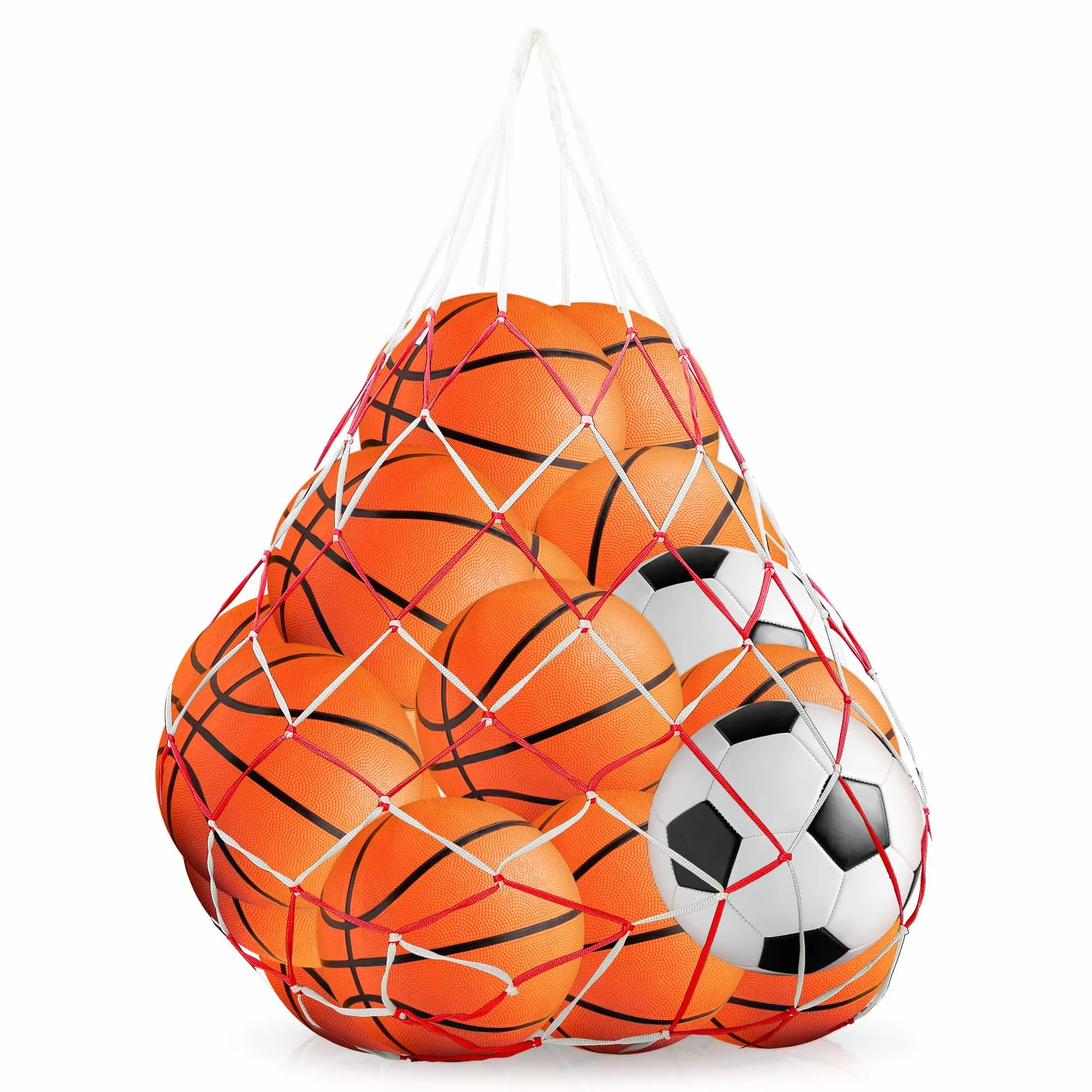 SHENLIU Bolsa de malla deportiva para 10-15 pelotas, fútbol, baloncesto, voleibol, rugby