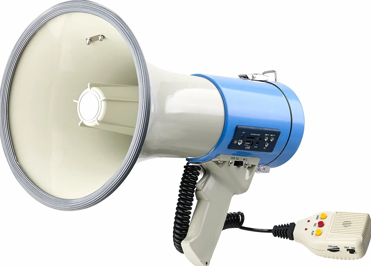Infactory Megáfono de fútbol 50 W para Entrenadores y Árbitros con MP3, USB, SD y AUX