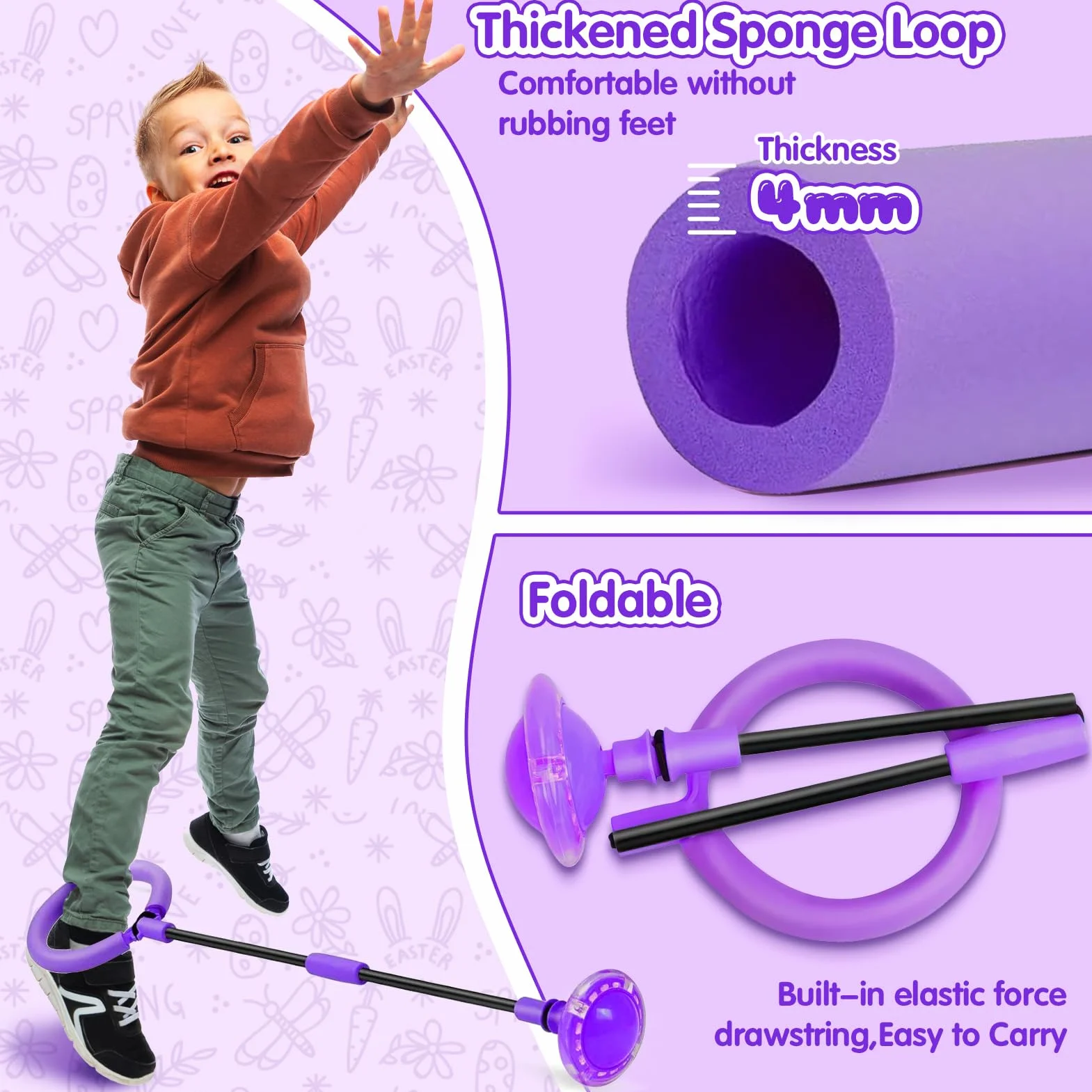 Chimoo Bola de Salto de Tobillo Plegable Anillo de Salto Intermitente Colorida para Niños Niñas 6-9 Años