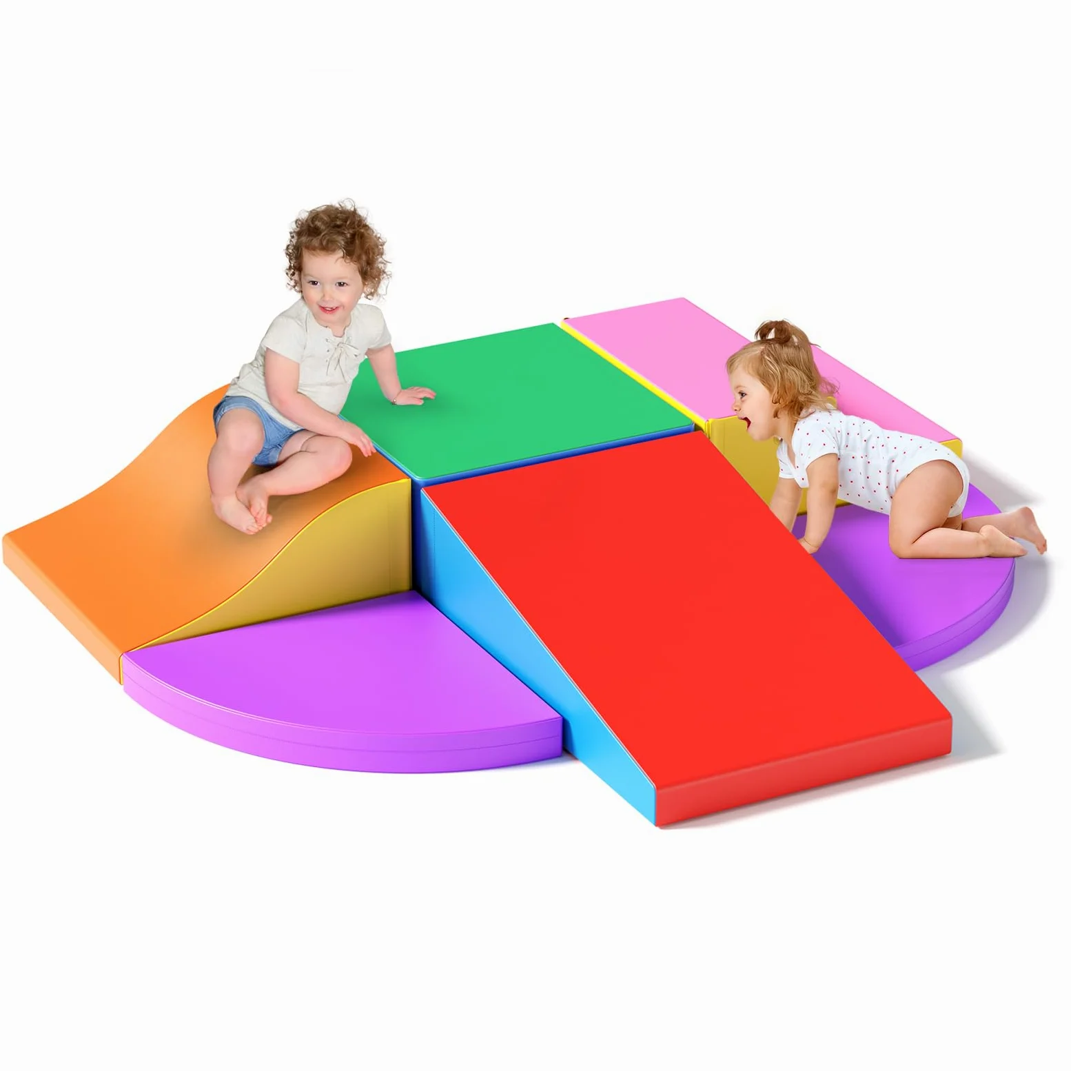 6 Bloques de construcción de Espuma para niños, no tóxicos e inodoros con Funda Antideslizante, Bloques de Escalada para Interiores y Paisaje de Cangrejo para bebés y niños pequeños