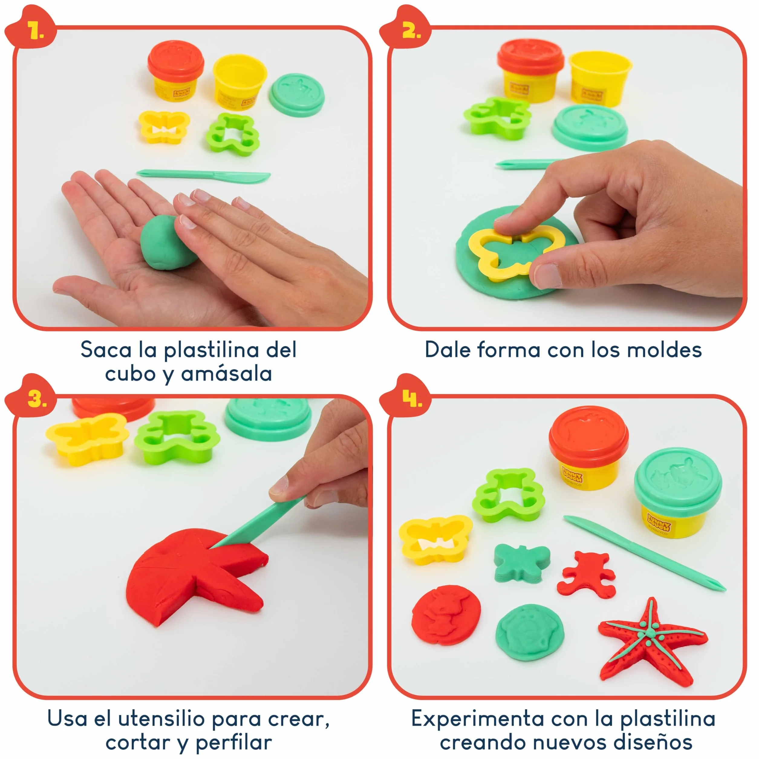 BONNYCO Set Plastilina con Moldes y Bolsas Sorpresa Pack 16 Regalos Cumpleaños Niños Colegio 3-9 Años. Detalles Alumnos Fin de Curso, Ideas Regalitos para Invitados, Relleno Piñata