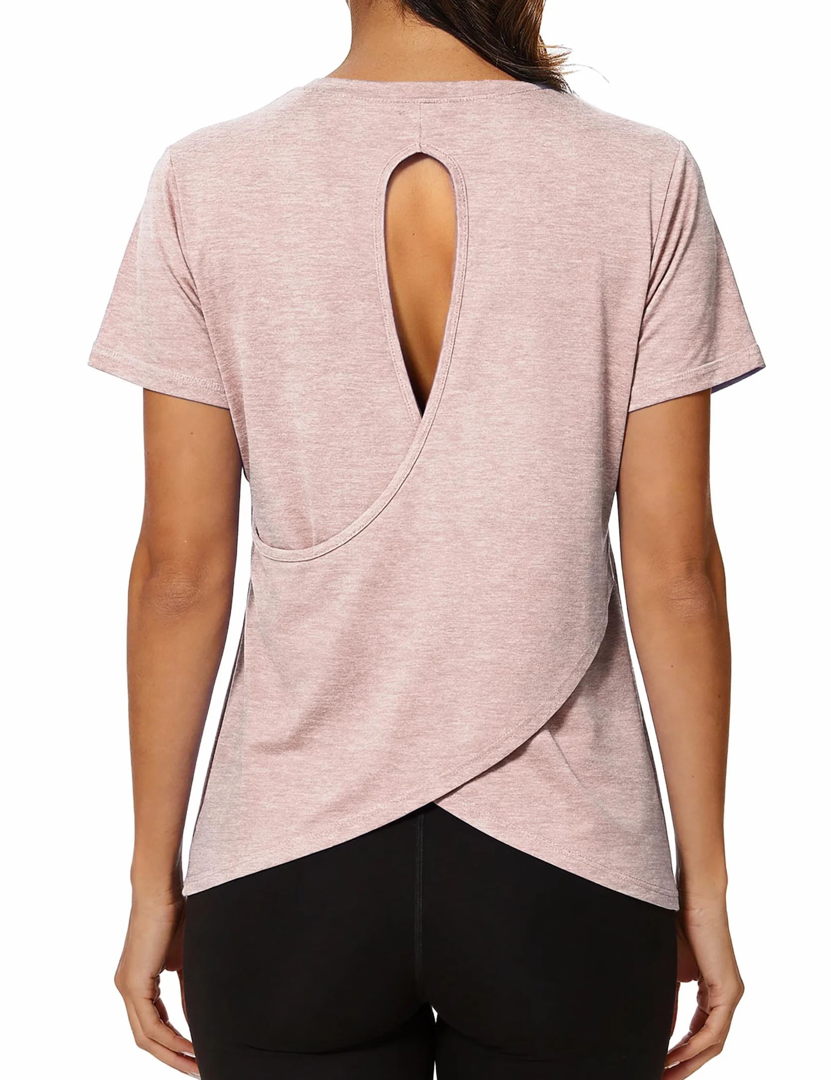Camiseta Deportiva Mujer Manga Corta Cuello Redondo Transpirable Secado Rápido Fitness Yoga Running S-XXL