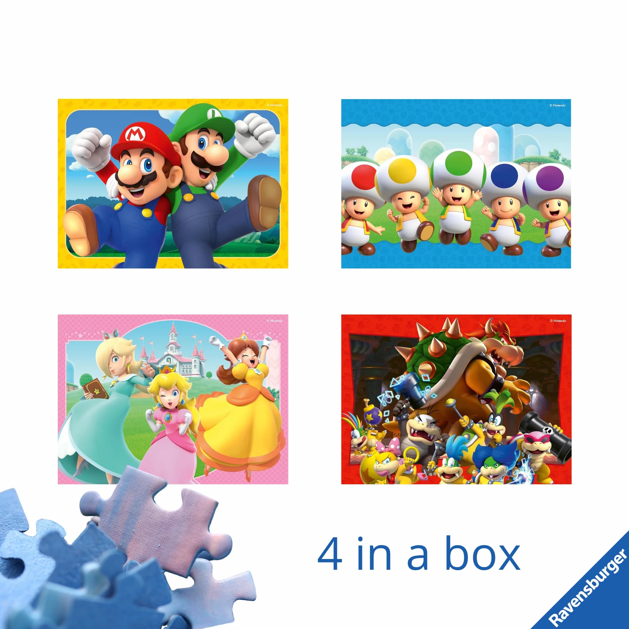 Ravensburger Super Mario 4 in a box Puzzle 3 Años O Más 12-16-20-24 Piezas Rompecabezas Niños 19x14cm