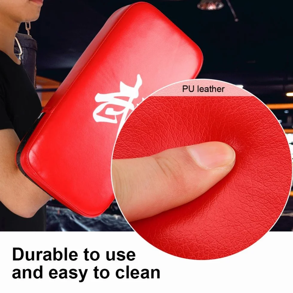 Almohadillas de Boxeo de Cuero PU para Muay Thai MMA Artes Marciales Entrenamiento (Rojo)