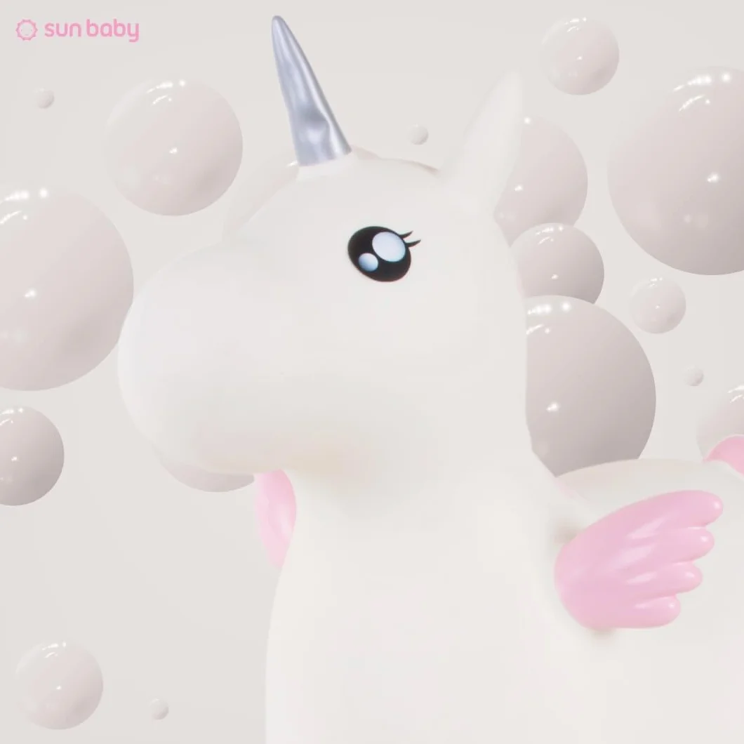 SUN BABY Saltador Hinchable para Niños hasta 45 Kg sin BPA, de 1 año, Pelotas saltarinas para niños (Unicornio Blanco con alas)