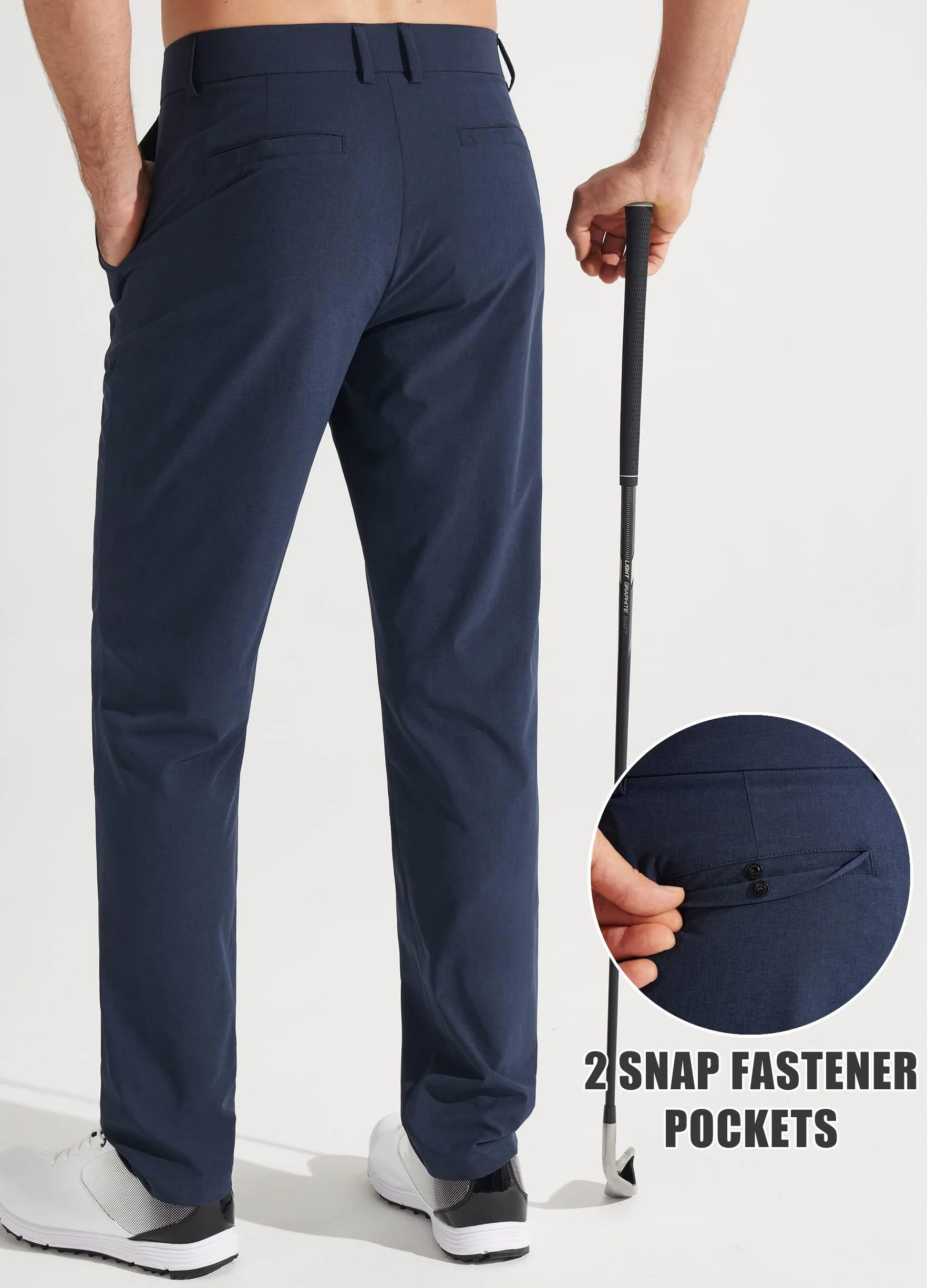 Libin Pantalón de Golf Hombre Elástico Slim Fit Ligeros Deporte Senderismo con Bolsillos