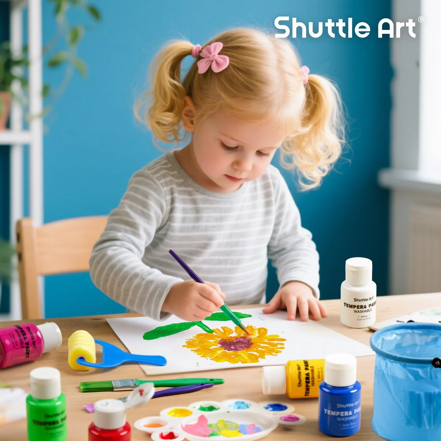 Shuttle Art Pintura Témperas, 30 Colores de Témpera en Frascos (2oz/60ml), Pinturas de Dedos No Tóxicos, Pintura al Tempera para Arte, Manualidades y Proyectos Escolares