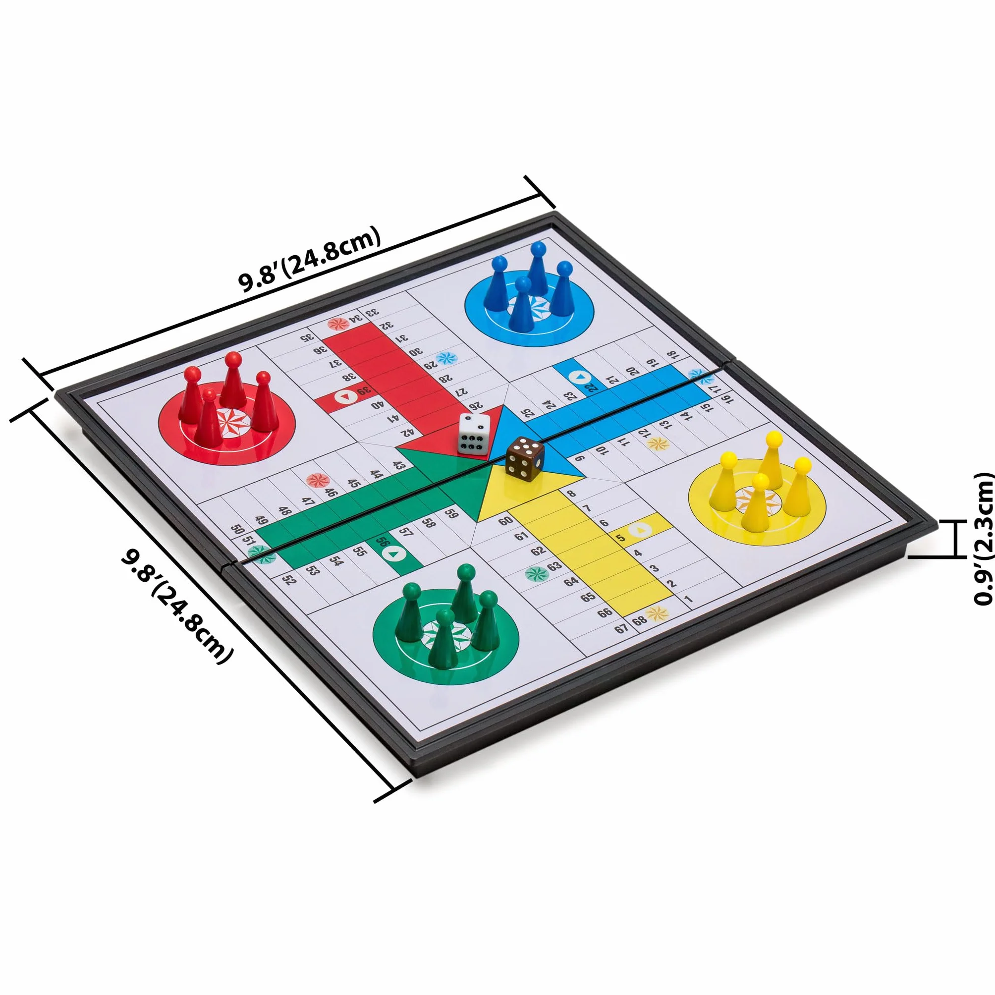 Ludo Magnético Plegable de Viaje Mini Juego de Tablero 25 cm - Juego de Estrategia Clásico Portátil