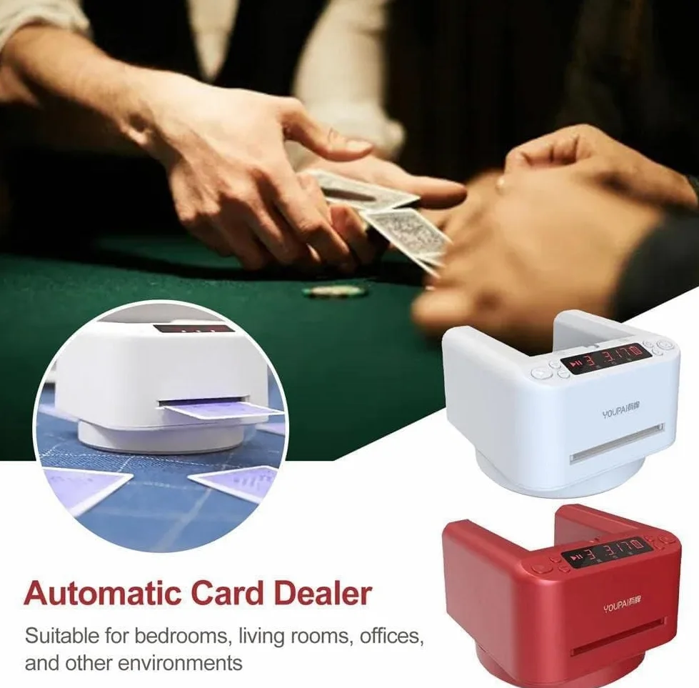 Repartidor de Cartas Eléctrico, Distribuidor de Cartas de Póquer Giratorio de 360°, Barajador de Cartas Automático, con Pantalla LED, Accesorios de Mesa de Naipes de Casino