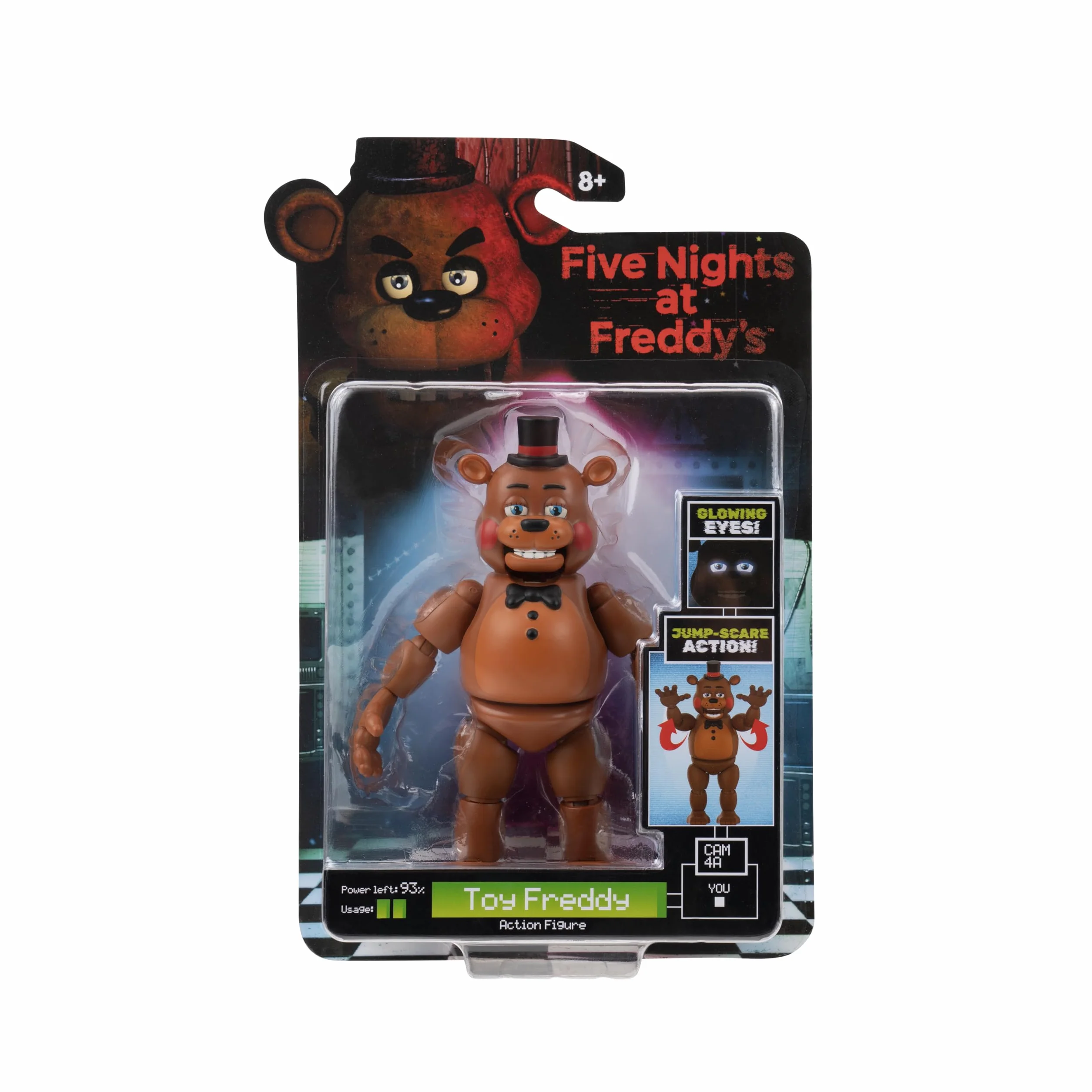 Five Nights at Freddy'S Toy Freddy - Figura articulada de 12,7 cm con función de susto repentino y Ojos Que Brillan en la Oscuridad
