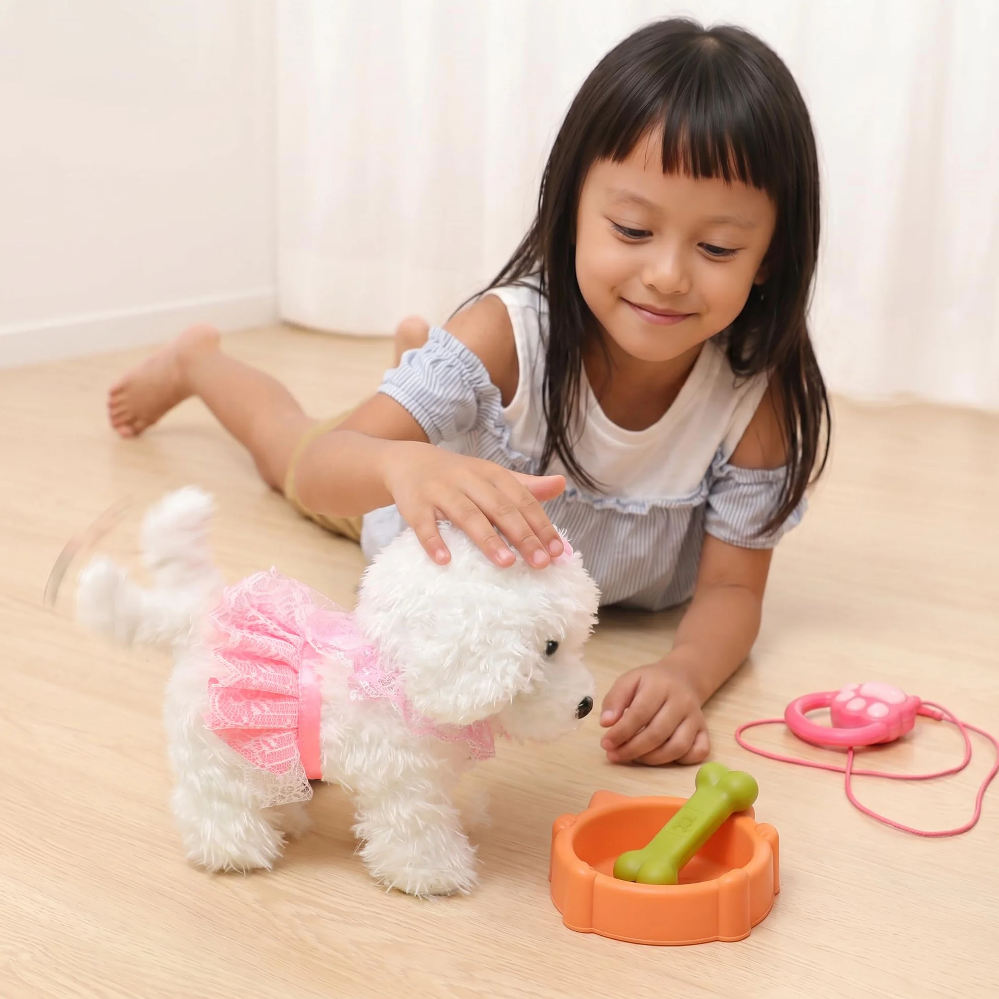 OR OR TU Control Remoto Felpa Electrónica Interactivos Juguete Perro Mascota para Niñas Caminando y Ladrando,Agitar Cola Educación Temprana Regalo de Cumpleaños para Niños 3 4 5 6+ Años