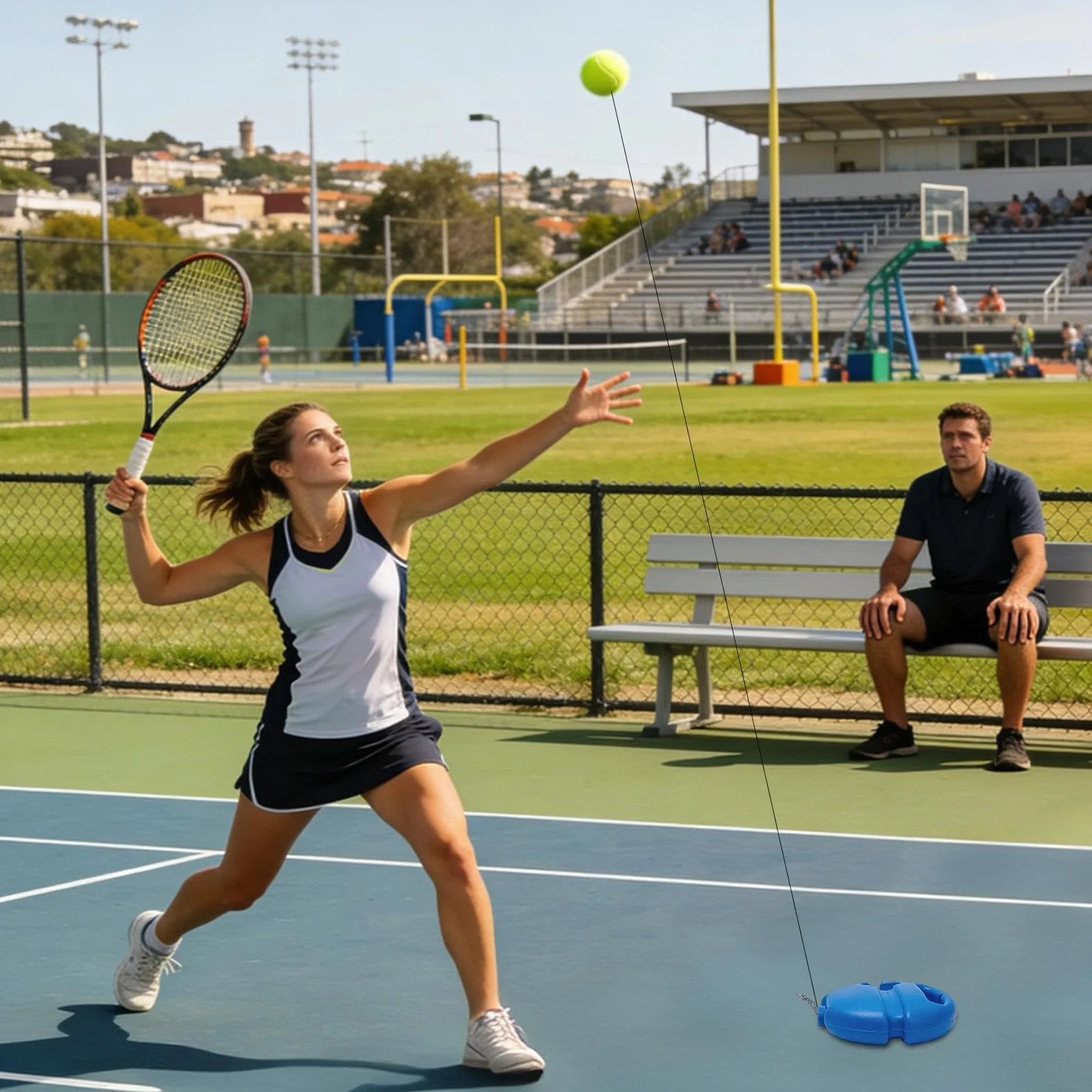 Entrenamiento de Tenis con Pelota Rebotadora - Dispositivo de Rebote para Entrenamiento Individual, Herramienta de Iniciación para Principiantes