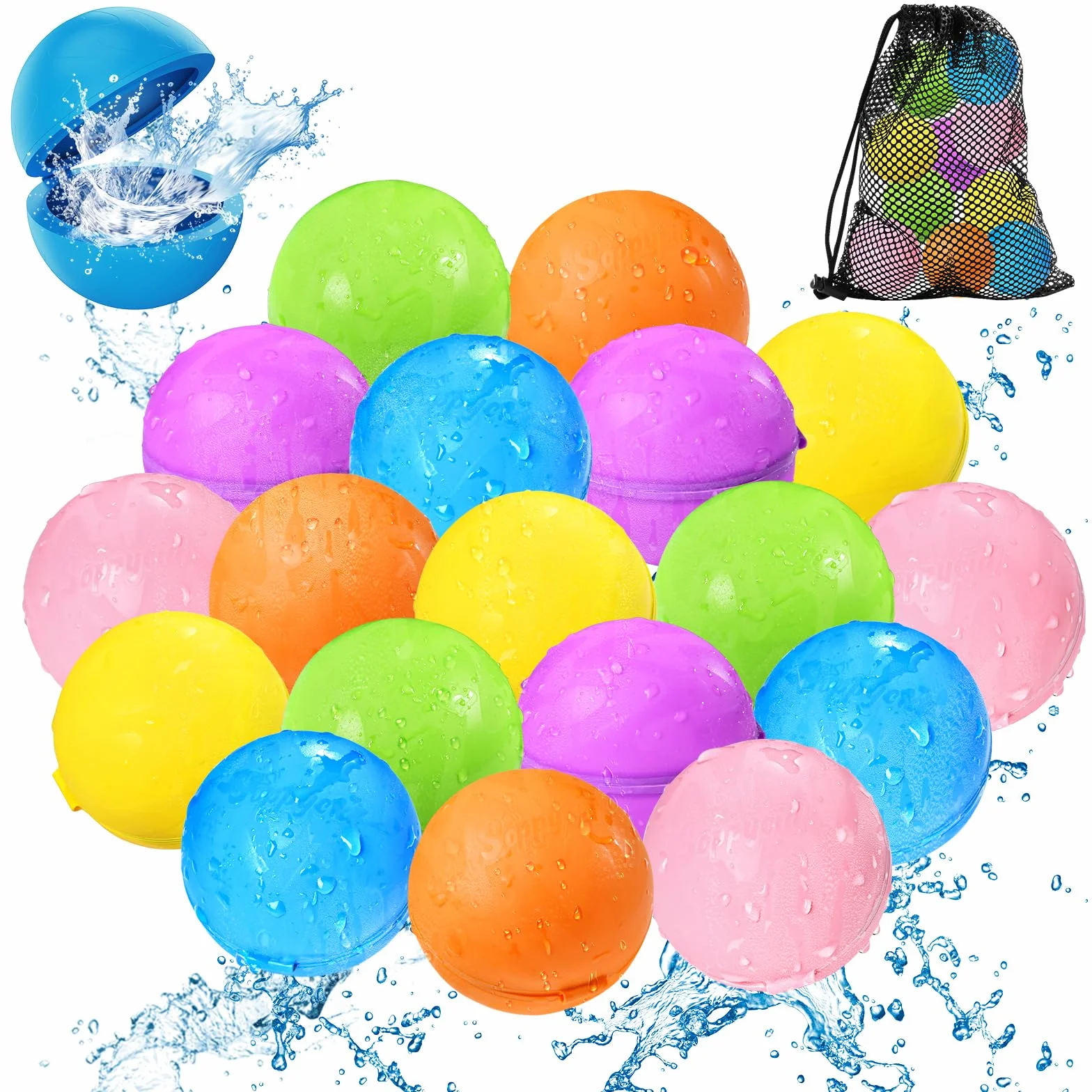 KOKODI Globos de Agua Reutilizables con Imán, Silicona Suave Llenado Rápido, Juegos de Agua para Niños, Juguetes de Piscina y Playa Verano al Aire Libre para Niños y Adultos，18 Uds，Versión estándar