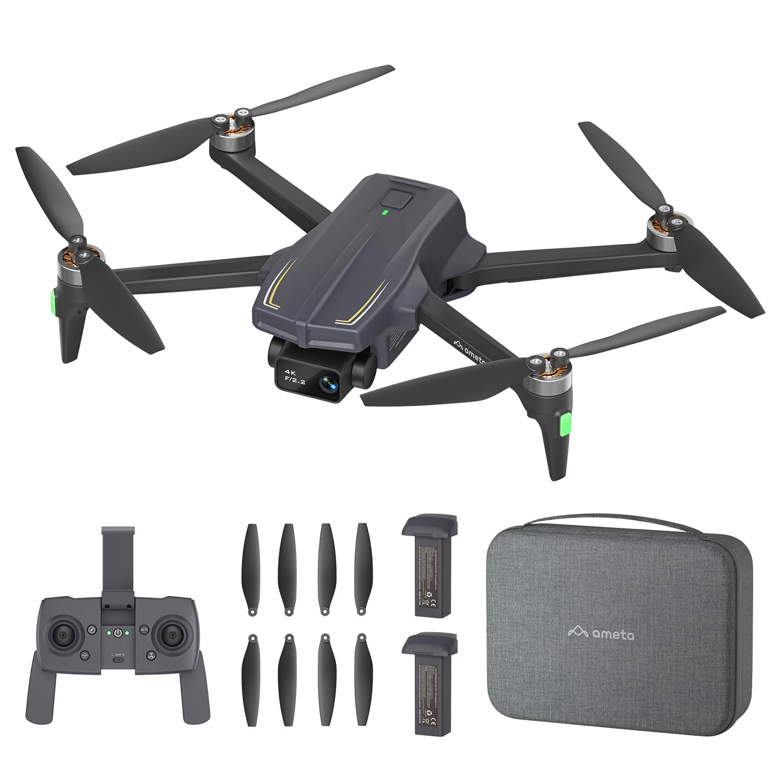 Ameta Dron con Camara 4K, S20 Pro GPS Drone para Adultos y Niños con Cámara/Retorno Automático/ 50 Minutos de Vuelo/Sigueme/Modos Inteligentes/Gestos Control, Mini Dron Menos de 249g